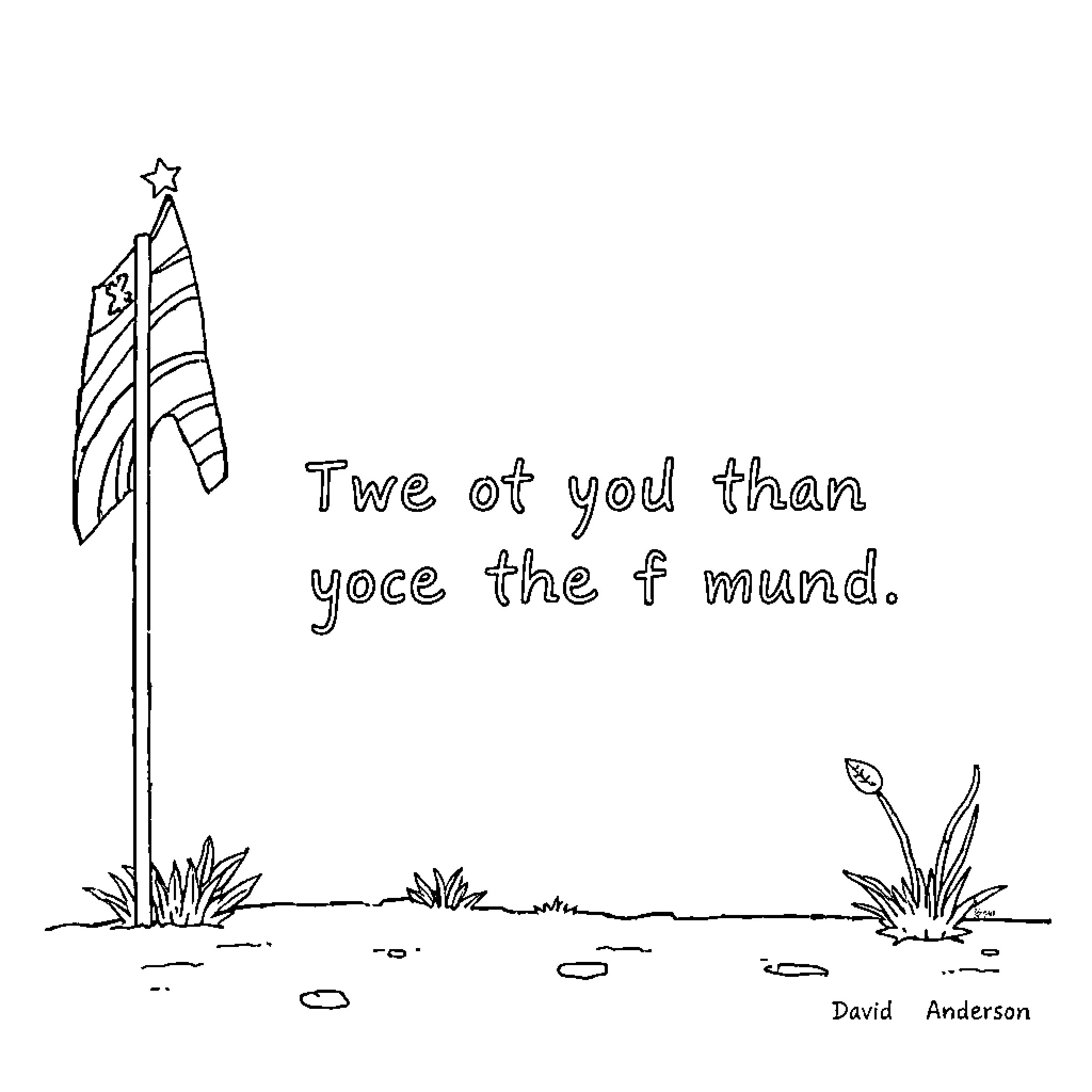 John David Anderson Expresses Playful Sentiments with Whimsical Artwork Coloring Page (free black-and-white line drawing printable PDF for all, from beginners to advanced learners, including children, teens, adults, and seniors)