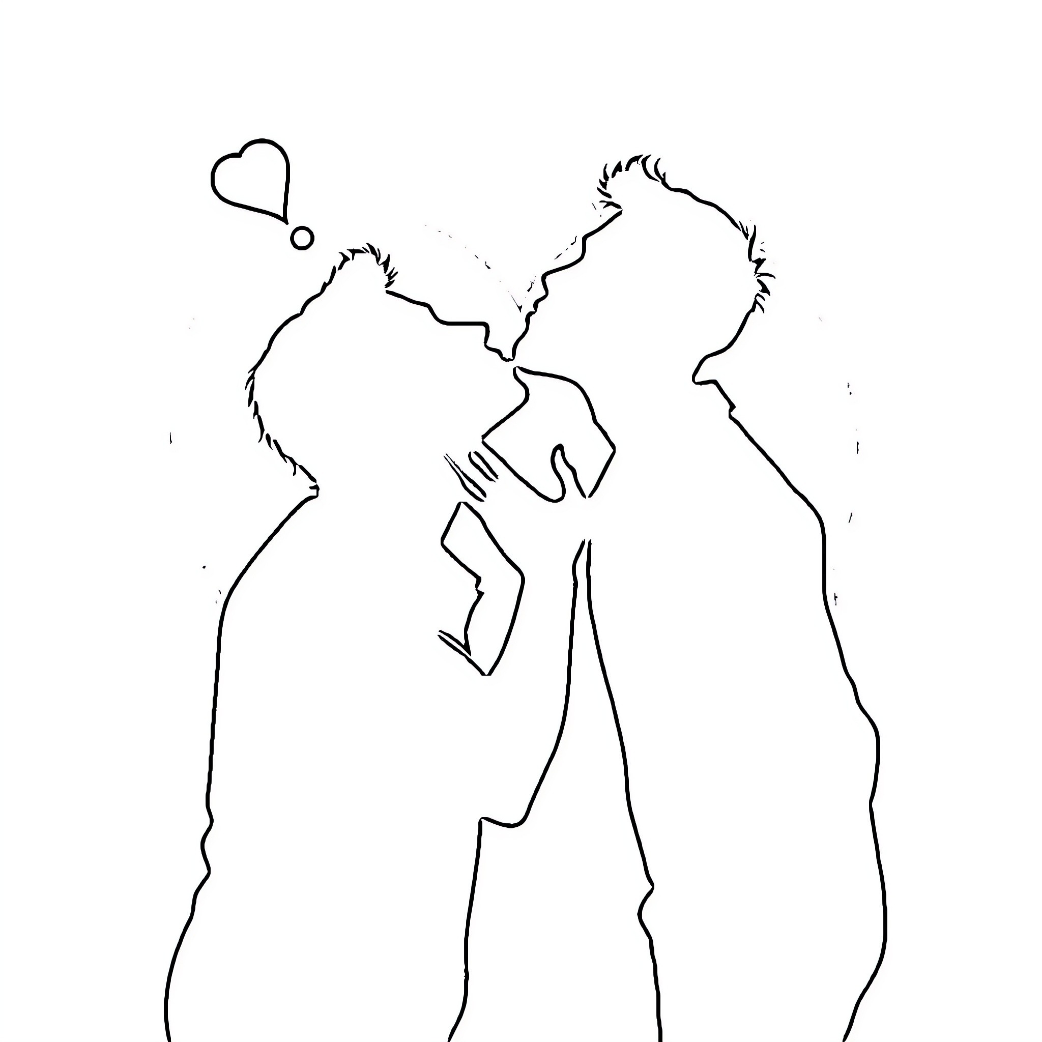Homme expressing love and affection Coloring Page (free black-and-white line drawing printable PDF for all, from beginners to advanced learners, including children, teens, adults, and seniors)