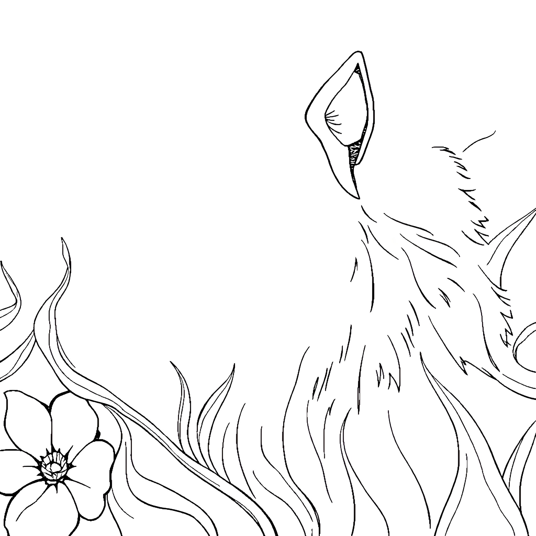 Ccc artistic floral and feather design Coloring Page (free black-and-white line drawing printable PDF for all, from beginners to advanced learners, including children, teens, adults, and seniors)