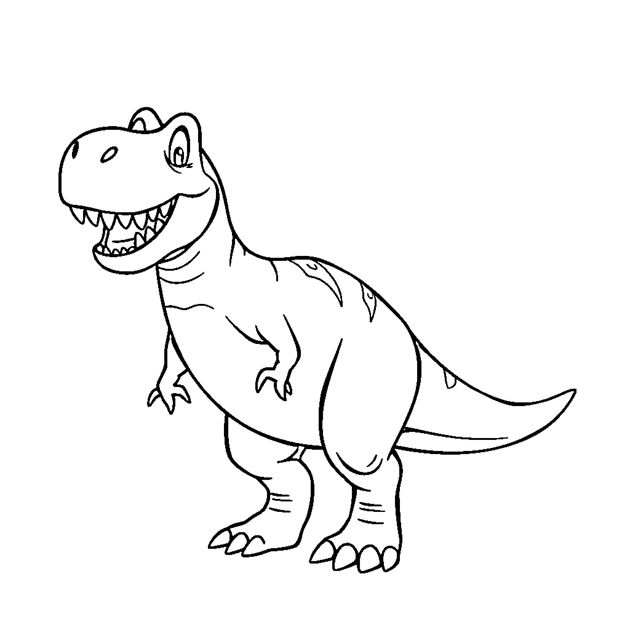T-Rex roaring with sharp teeth Coloring Page (free black-and-white line drawing printable PDF for all, from beginners to advanced learners, including children, teens, adults, and seniors)