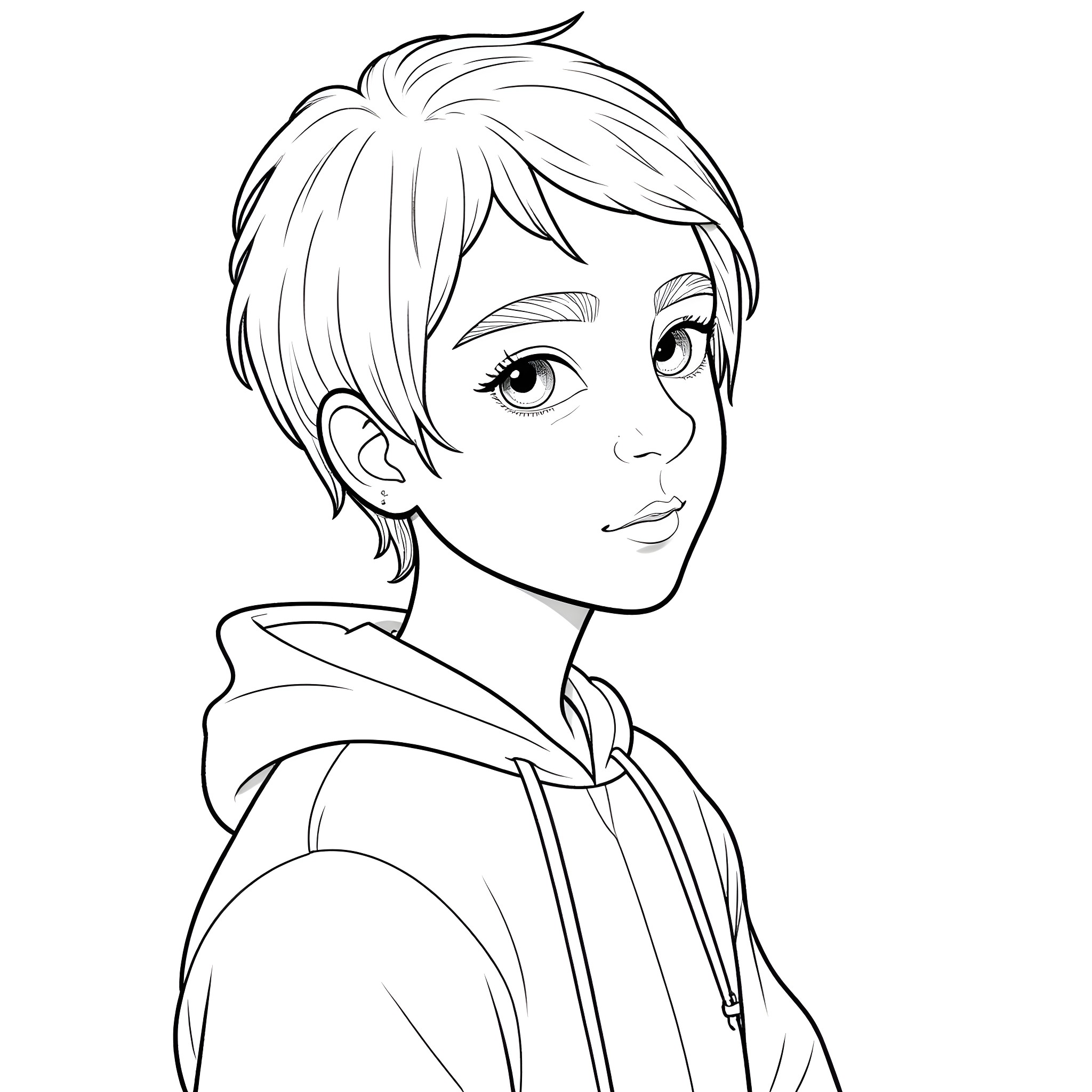 Yungblood's pensive gaze in a simple portrait Coloring Page (free black-and-white line drawing printable PDF for all, from beginners to advanced learners, including children, teens, adults, and seniors)