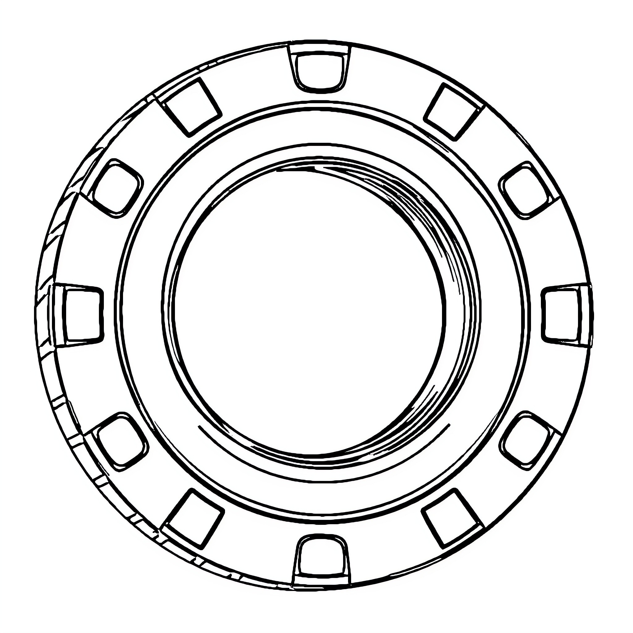 Poker Chip with Empty Center Coloring Page (free black-and-white line drawing printable PDF for all, from beginners to advanced learners, including children, teens, adults, and seniors)