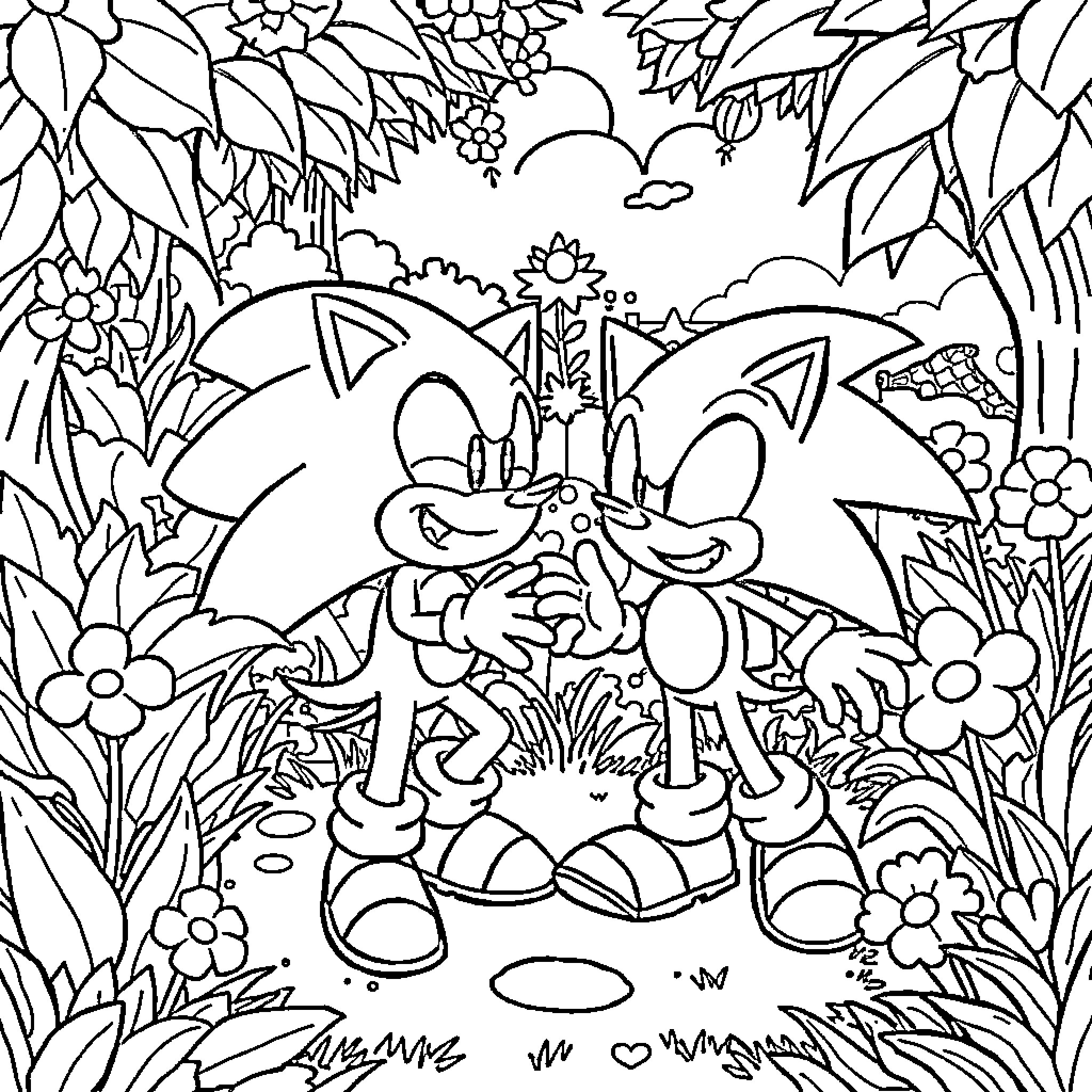 Bubu's Enchanting Adventure in the Floral Wonderland Coloring Page (free black-and-white line drawing printable PDF for all, from beginners to advanced learners, including children, teens, adults, and seniors)