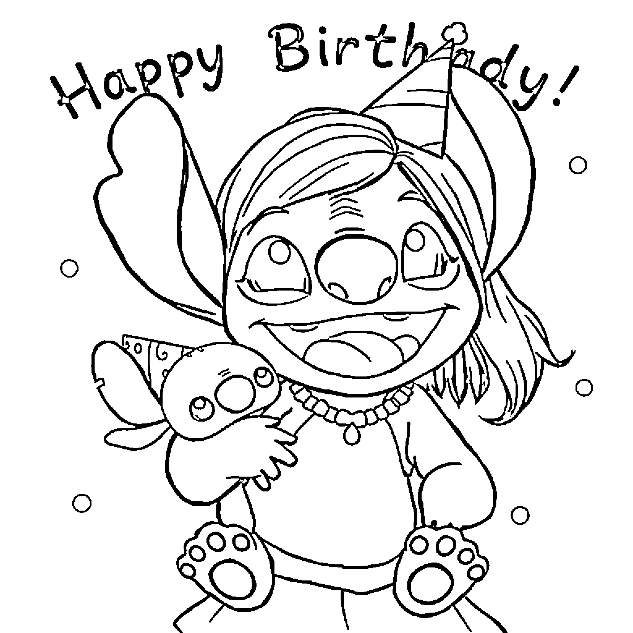 Carola's Cheerful Birthday Celebration Coloring Page (free black-and-white line drawing printable PDF for all, from beginners to advanced learners, including children, teens, adults, and seniors)