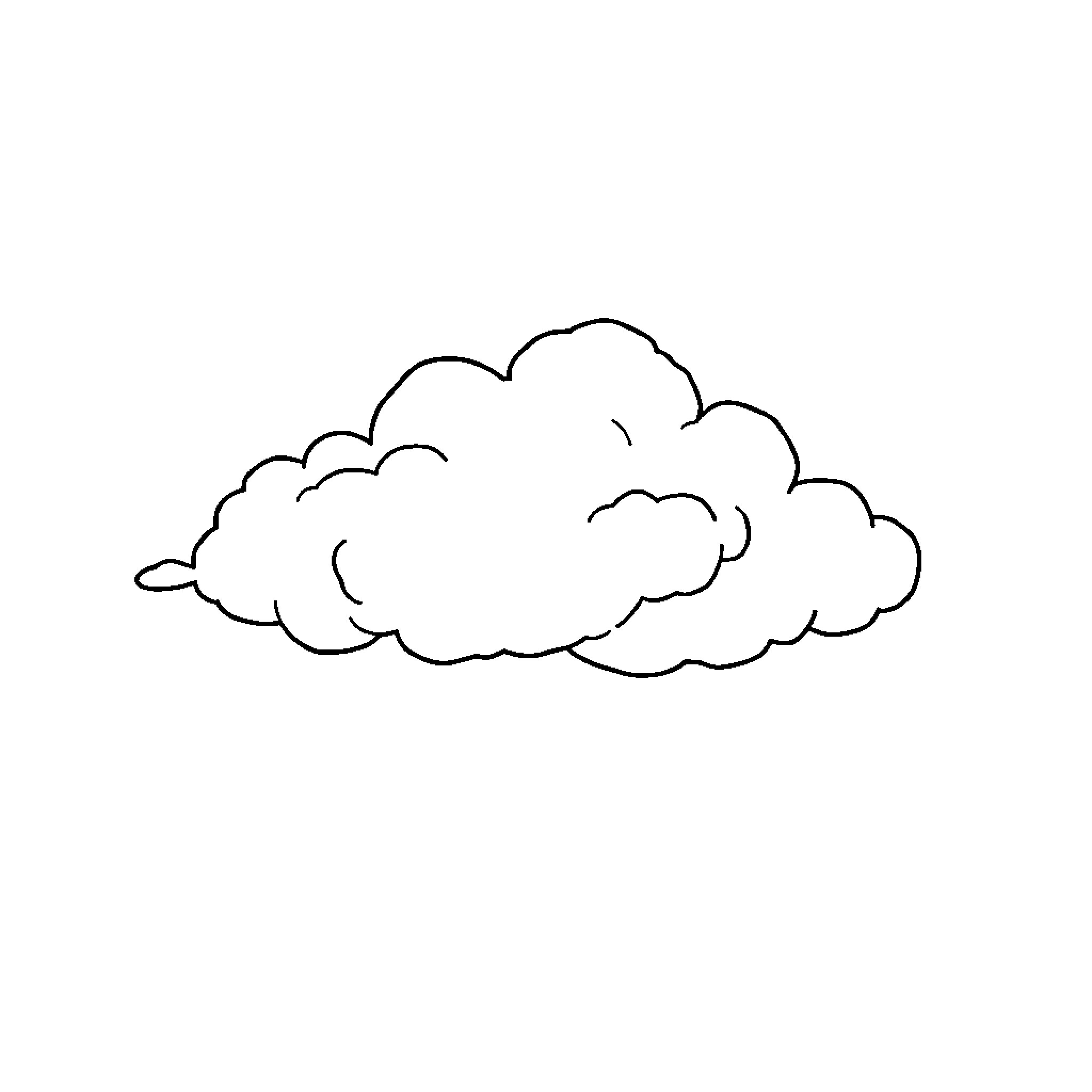 Cloud of fluffy shapes in the sky Coloring Page (free black-and-white line drawing printable PDF for all, from beginners to advanced learners, including children, teens, adults, and seniors)
