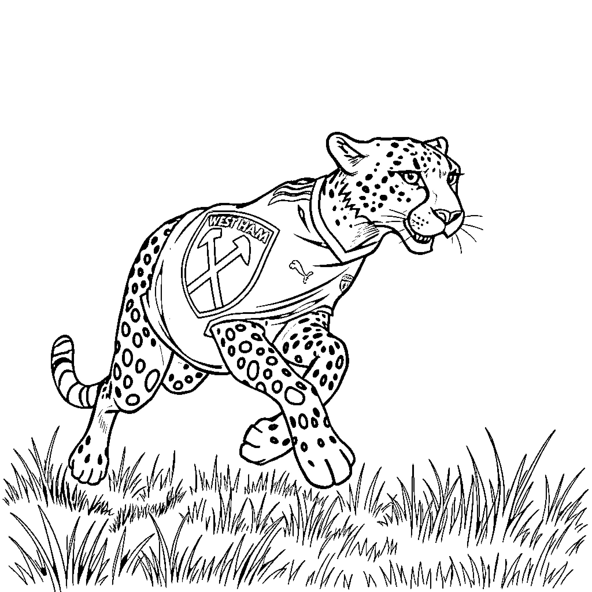 Cheetah running through the grass Coloring Page (free black-and-white line drawing printable PDF for all, from beginners to advanced learners, including children, teens, adults, and seniors)