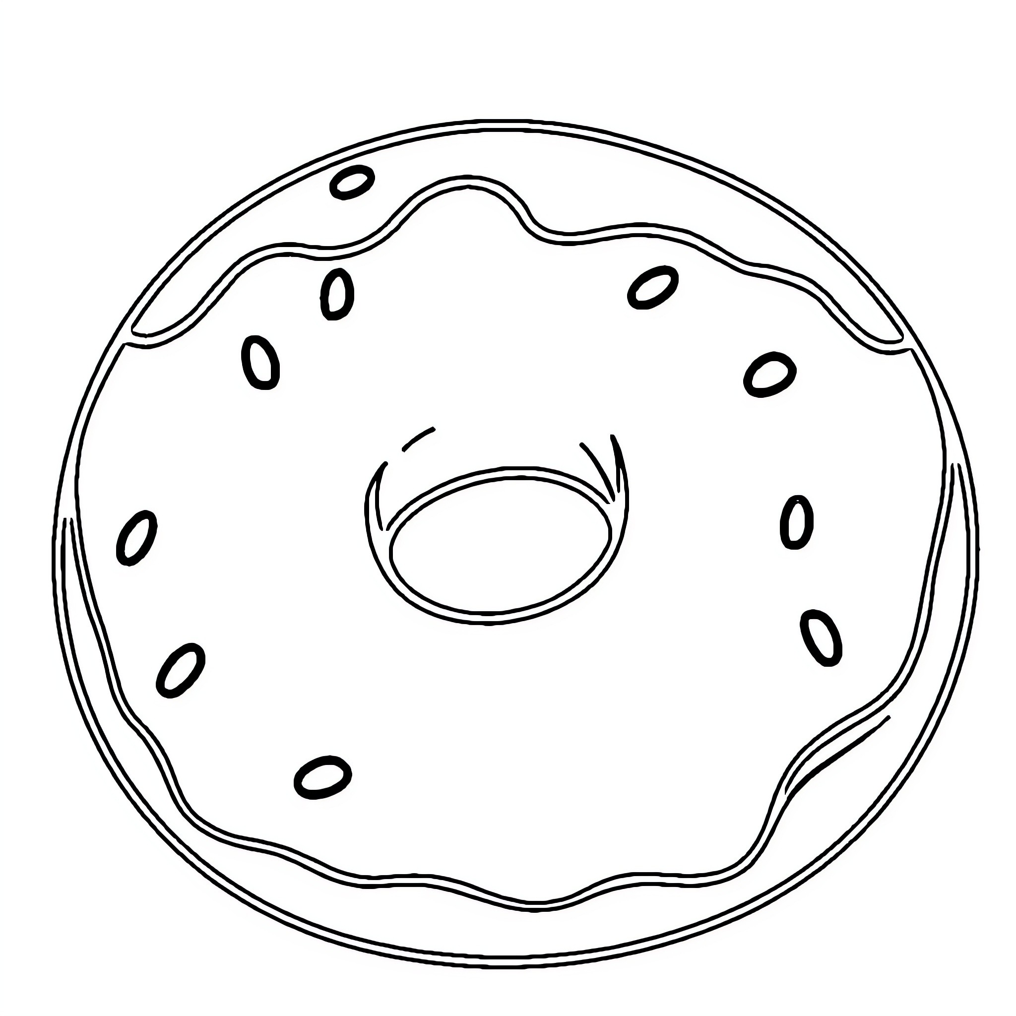 Donut with delightful design Coloring Page (free black-and-white line drawing printable PDF for all, from beginners to advanced learners, including children, teens, adults, and seniors)