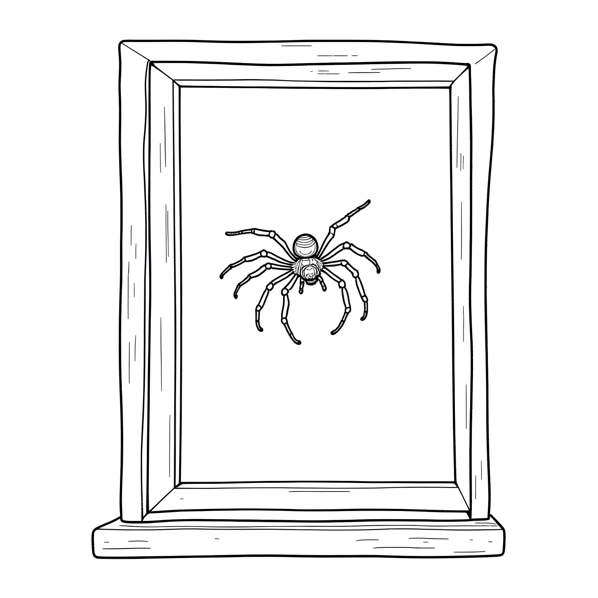Spider trapped in a frame Coloring Page (free black-and-white line drawing printable PDF for all, from beginners to advanced learners, including children, teens, adults, and seniors)