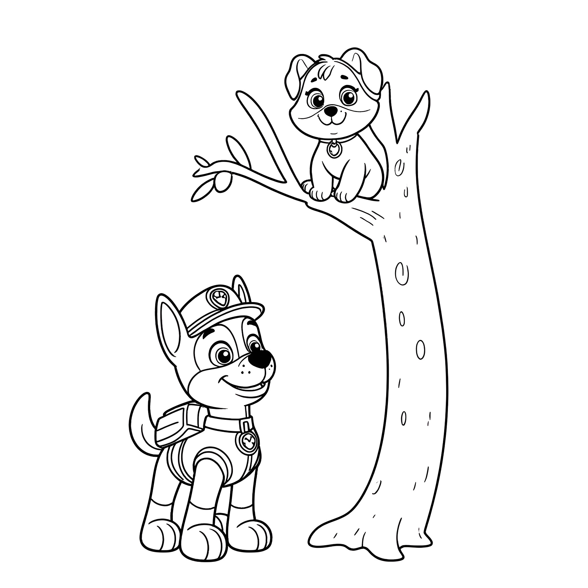 Chase adventures of puppies in the wild Coloring Page (free black-and-white line drawing printable PDF for all, from beginners to advanced learners, including children, teens, adults, and seniors)