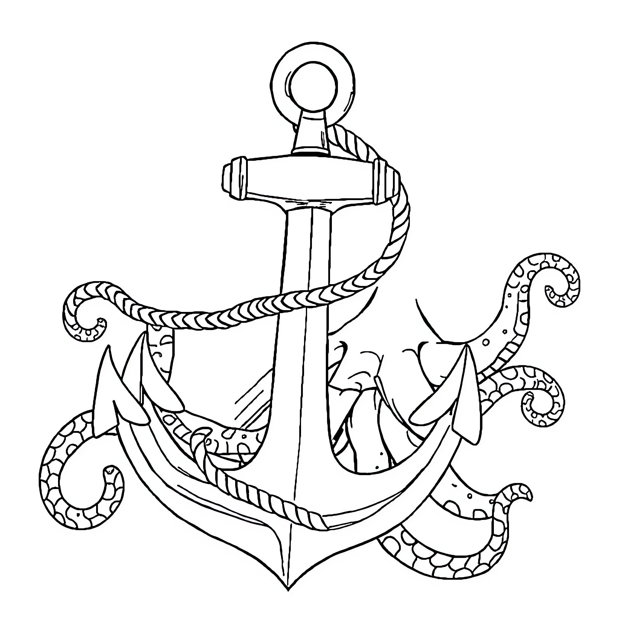 Anchor surrounded by intricate rope designs Coloring Page (free black-and-white line drawing printable PDF for all, from beginners to advanced learners, including children, teens, adults, and seniors)