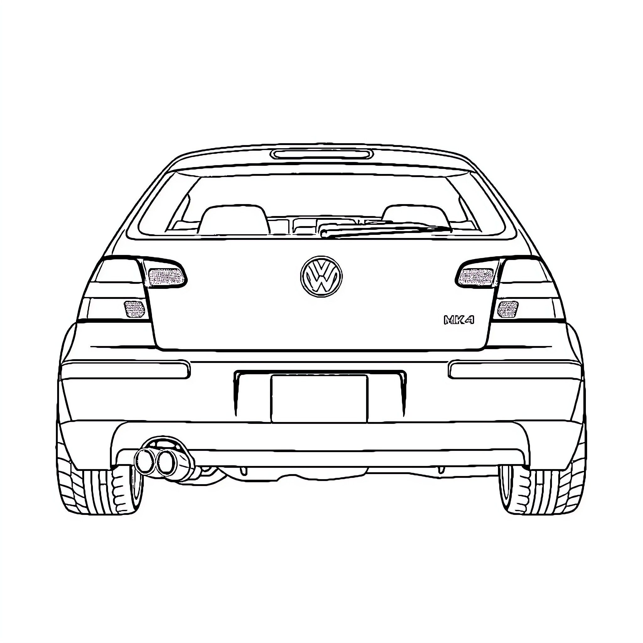 Golf car from Volkswagen model Coloring Page (free black-and-white line drawing printable PDF for all, from beginners to advanced learners, including children, teens, adults, and seniors)