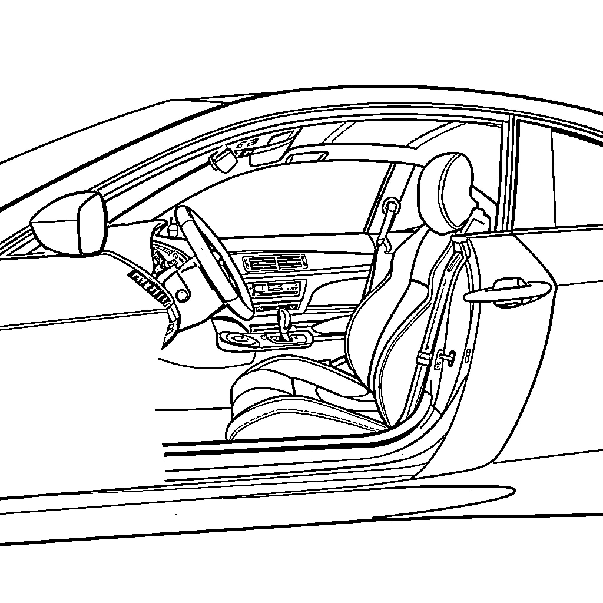 Bluey's Sedan Adventure Coloring Page (free black-and-white line drawing printable PDF for all, from beginners to advanced learners, including children, teens, adults, and seniors)