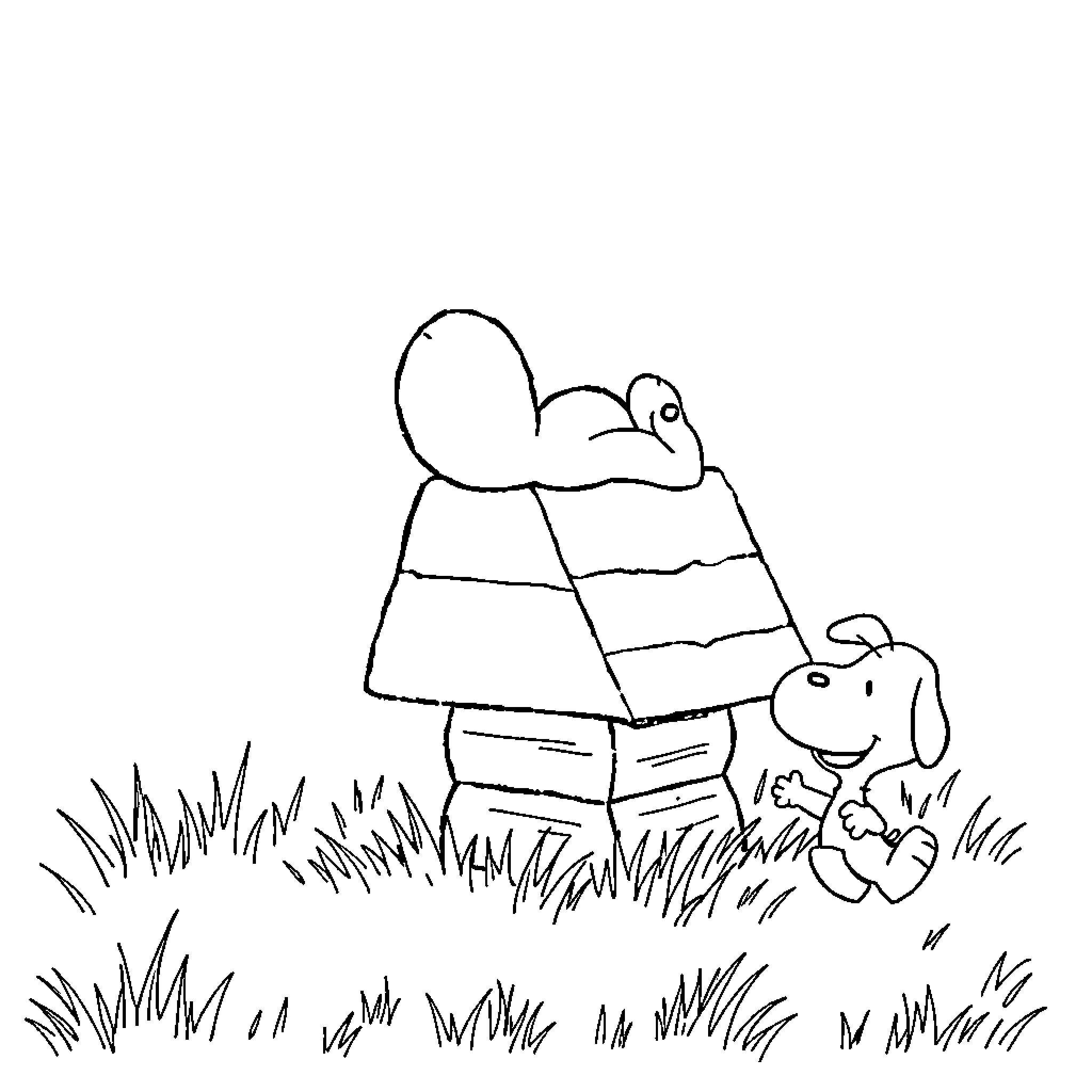 Snoopy taking a stroll with his dog companion Coloring Page (free black-and-white line drawing printable PDF for all, from beginners to advanced learners, including children, teens, adults, and seniors)