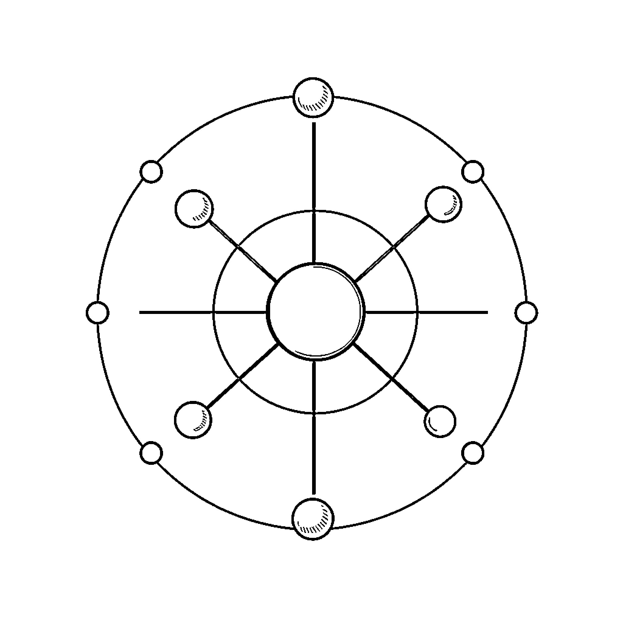 Calcium Atoms in Molecular Structure Coloring Page (free black-and-white line drawing printable PDF for all, from beginners to advanced learners, including children, teens, adults, and seniors)