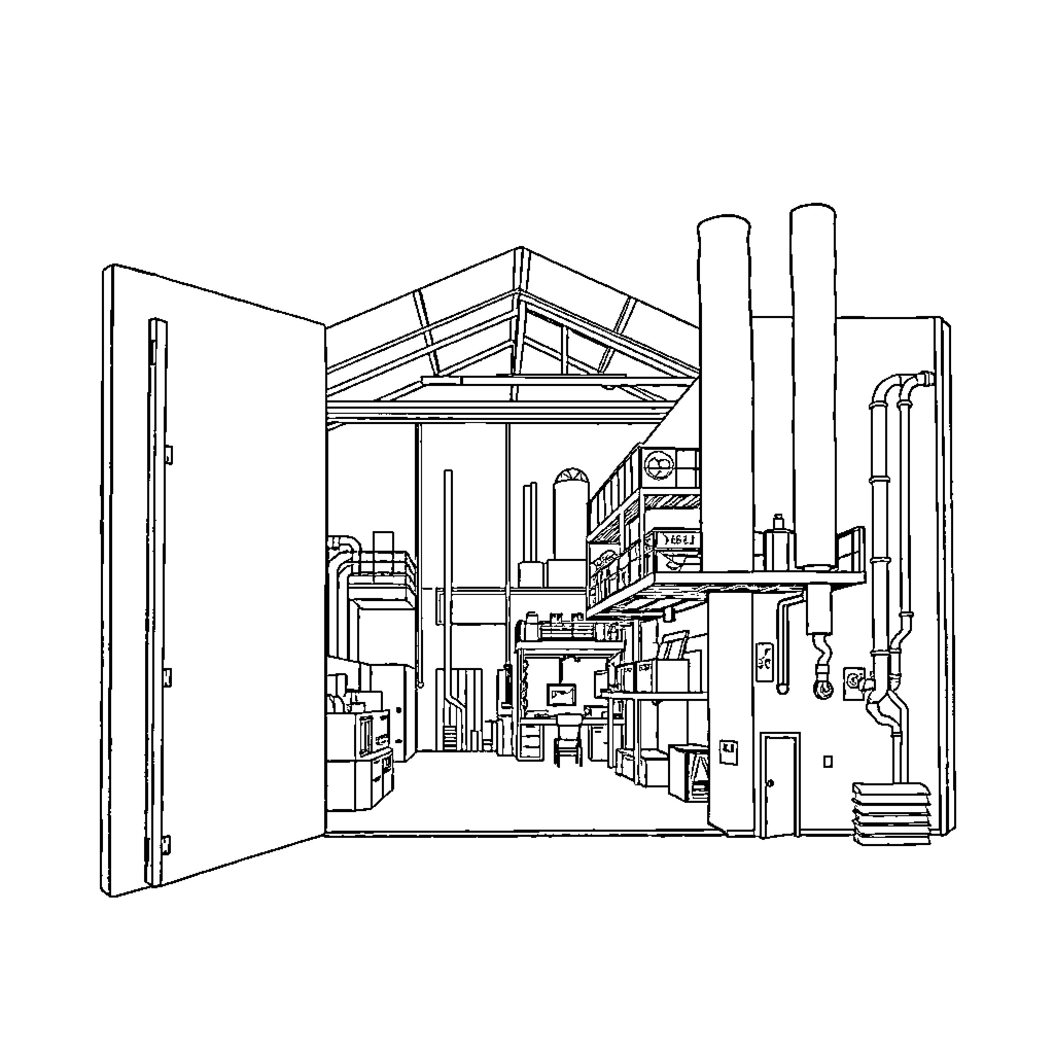 Portefeuille of an industrial workshop interior Coloring Page (free black-and-white line drawing printable PDF for all, from beginners to advanced learners, including children, teens, adults, and seniors)
