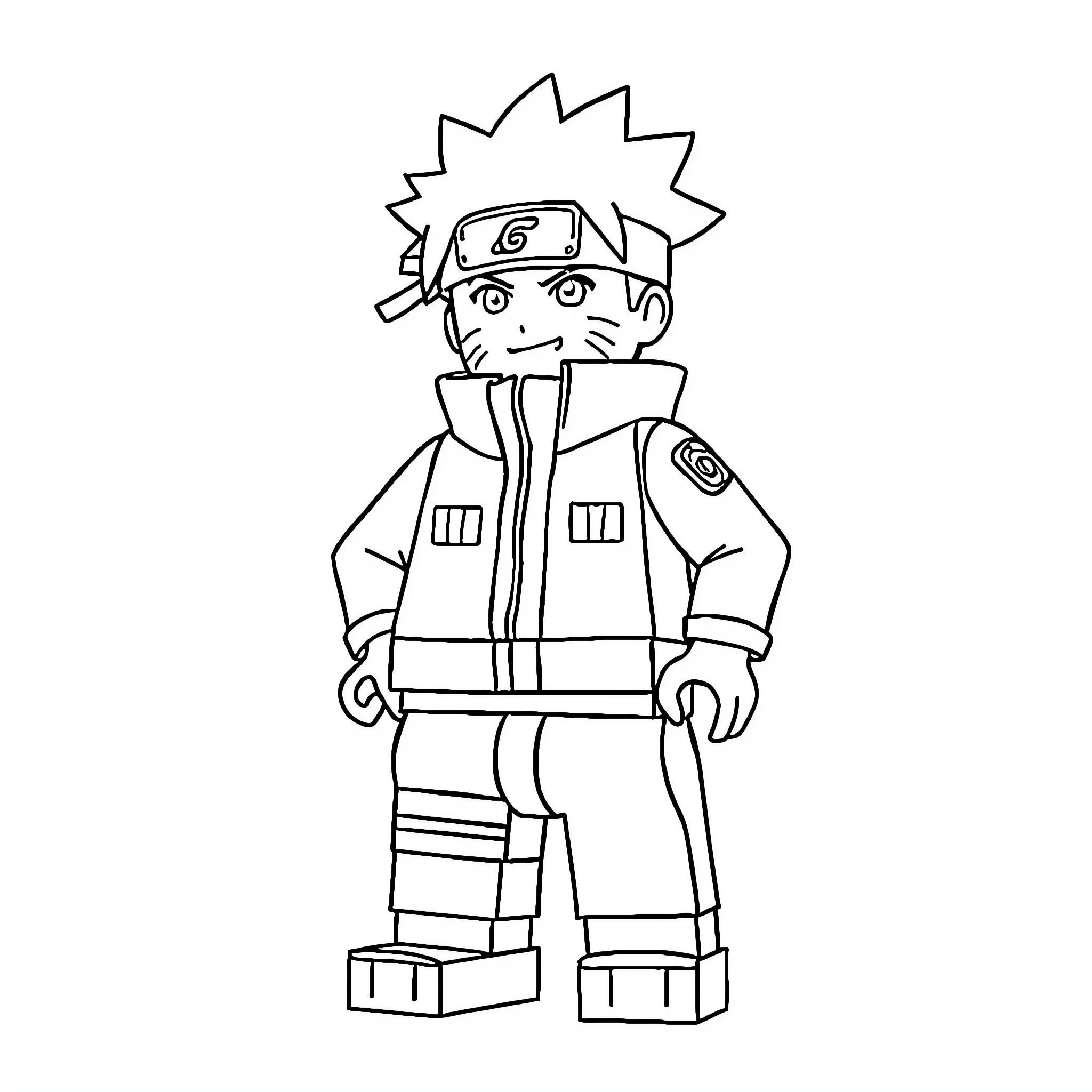 Naruto in action-ready ninja outfit Coloring Page (free black-and-white line drawing printable PDF for all, from beginners to advanced learners, including children, teens, adults, and seniors)
