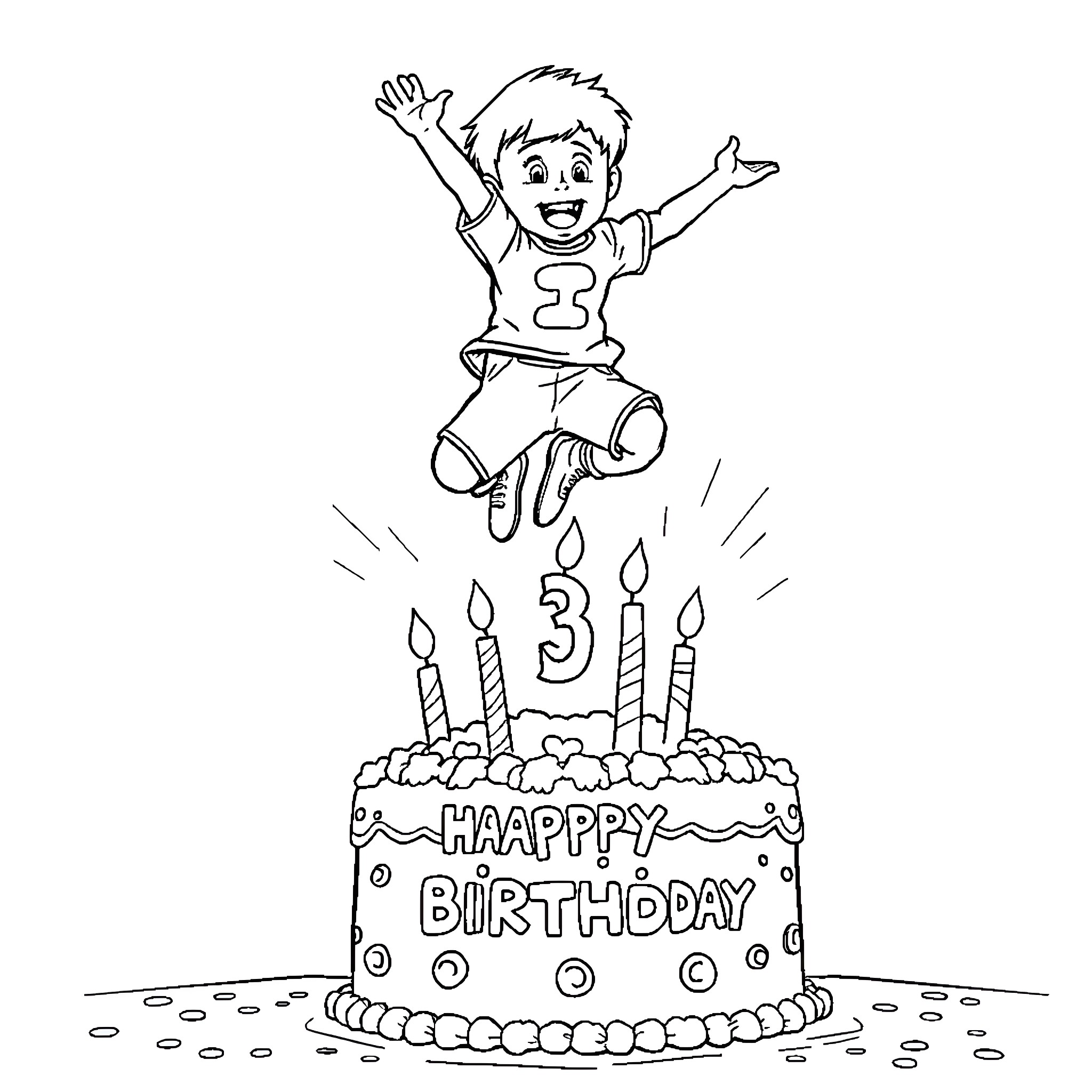 Chase Sexton celebrating his 3rd birthday Coloring Page (free black-and-white line drawing printable PDF for all, from beginners to advanced learners, including children, teens, adults, and seniors)