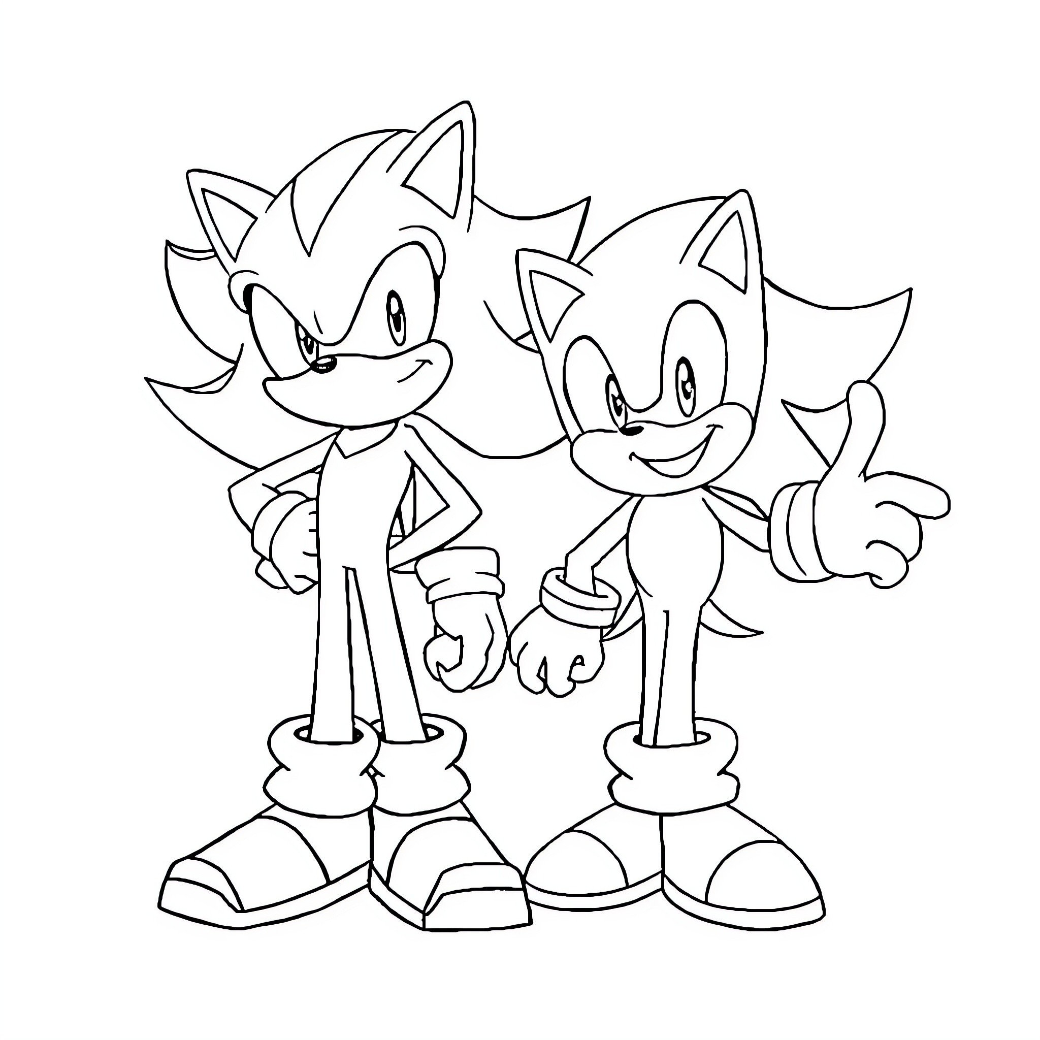 Shadow Characters in Playful Poses Coloring Page (free black-and-white line drawing printable PDF for all, from beginners to advanced learners, including children, teens, adults, and seniors)