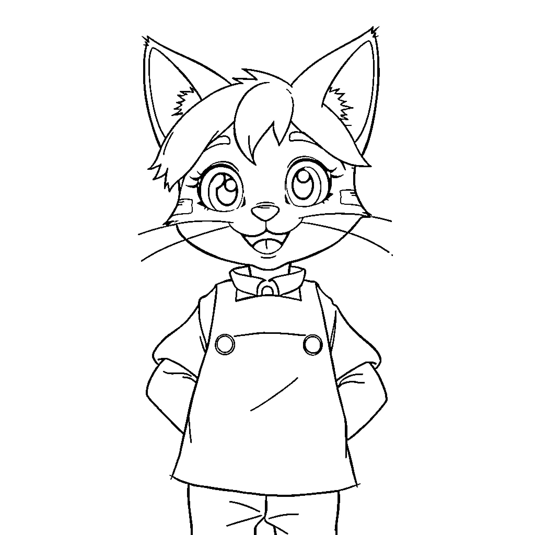 Felix Argyle in formal attire with a playful expression Coloring Page (free black-and-white line drawing printable PDF for all, from beginners to advanced learners, including children, teens, adults, and seniors)