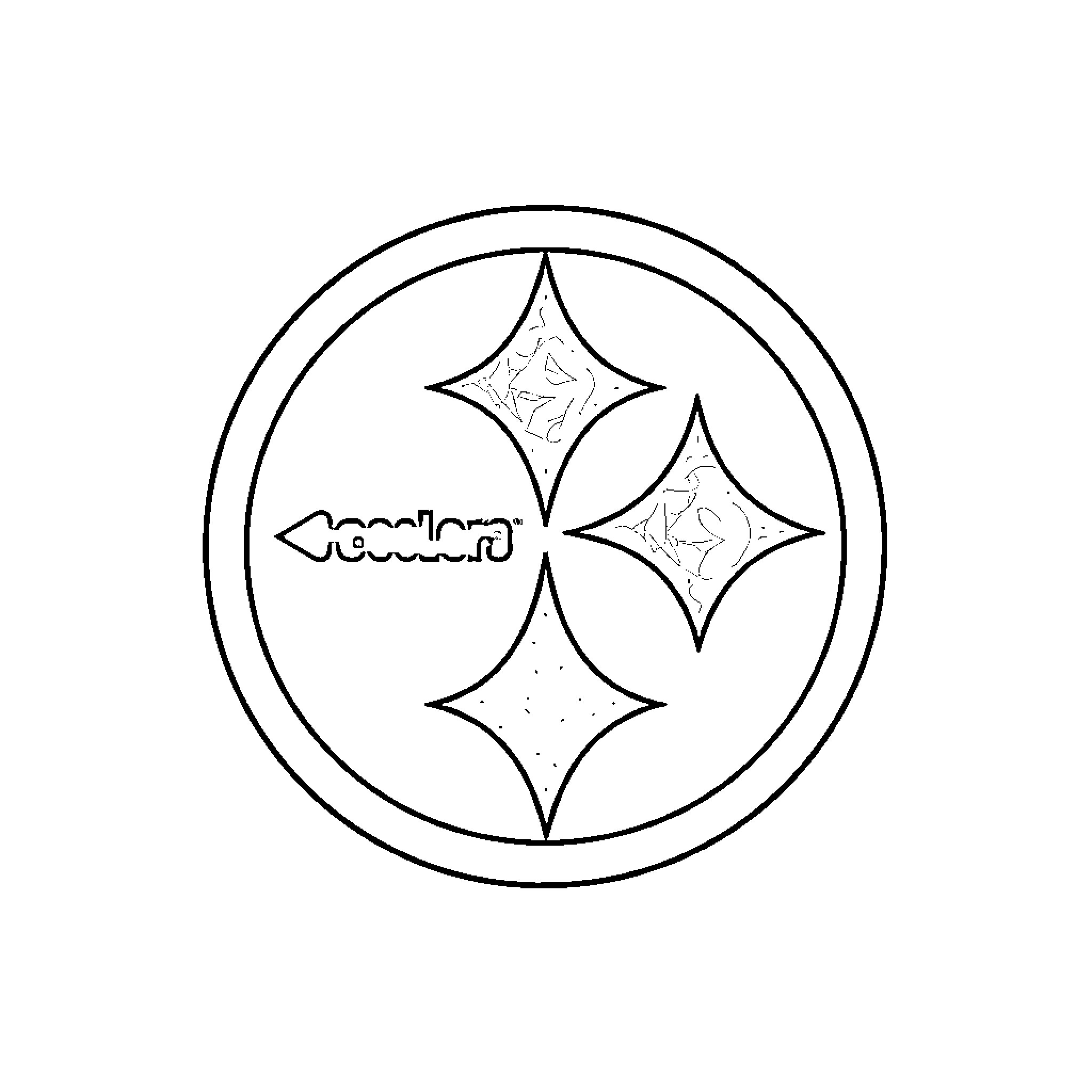 Pittsburgh Steelers logo design Coloring Page (free black-and-white line drawing printable PDF for all, from beginners to advanced learners, including children, teens, adults, and seniors)