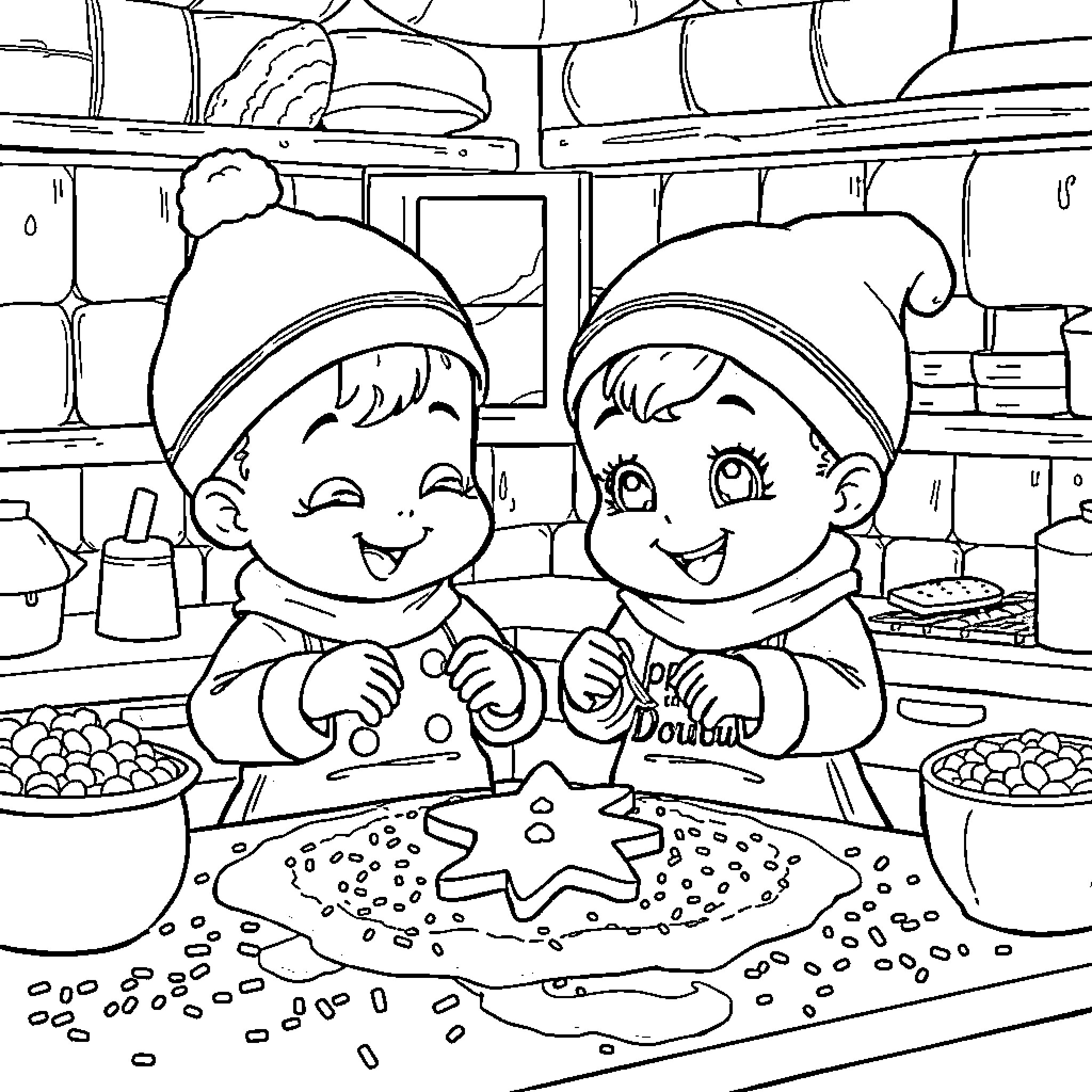 Bubu's Fun Cooking Adventure Coloring Page (free black-and-white line drawing printable PDF for all, from beginners to advanced learners, including children, teens, adults, and seniors)