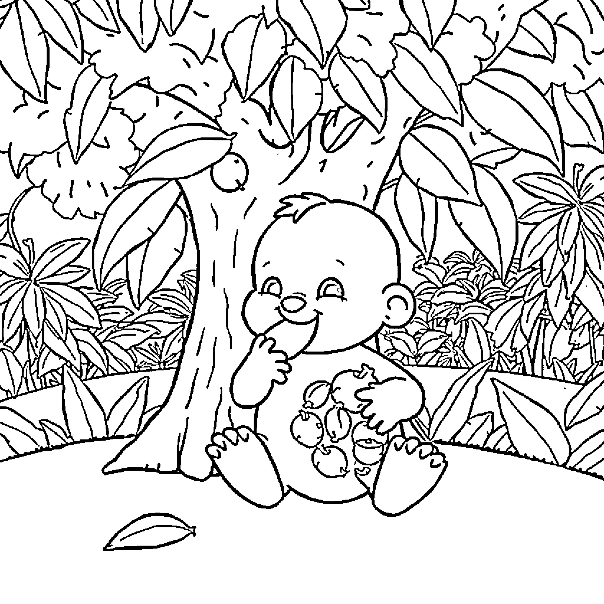 Chico Bento exploring the jungle Coloring Page (free black-and-white line drawing printable PDF for all, from beginners to advanced learners, including children, teens, adults, and seniors)