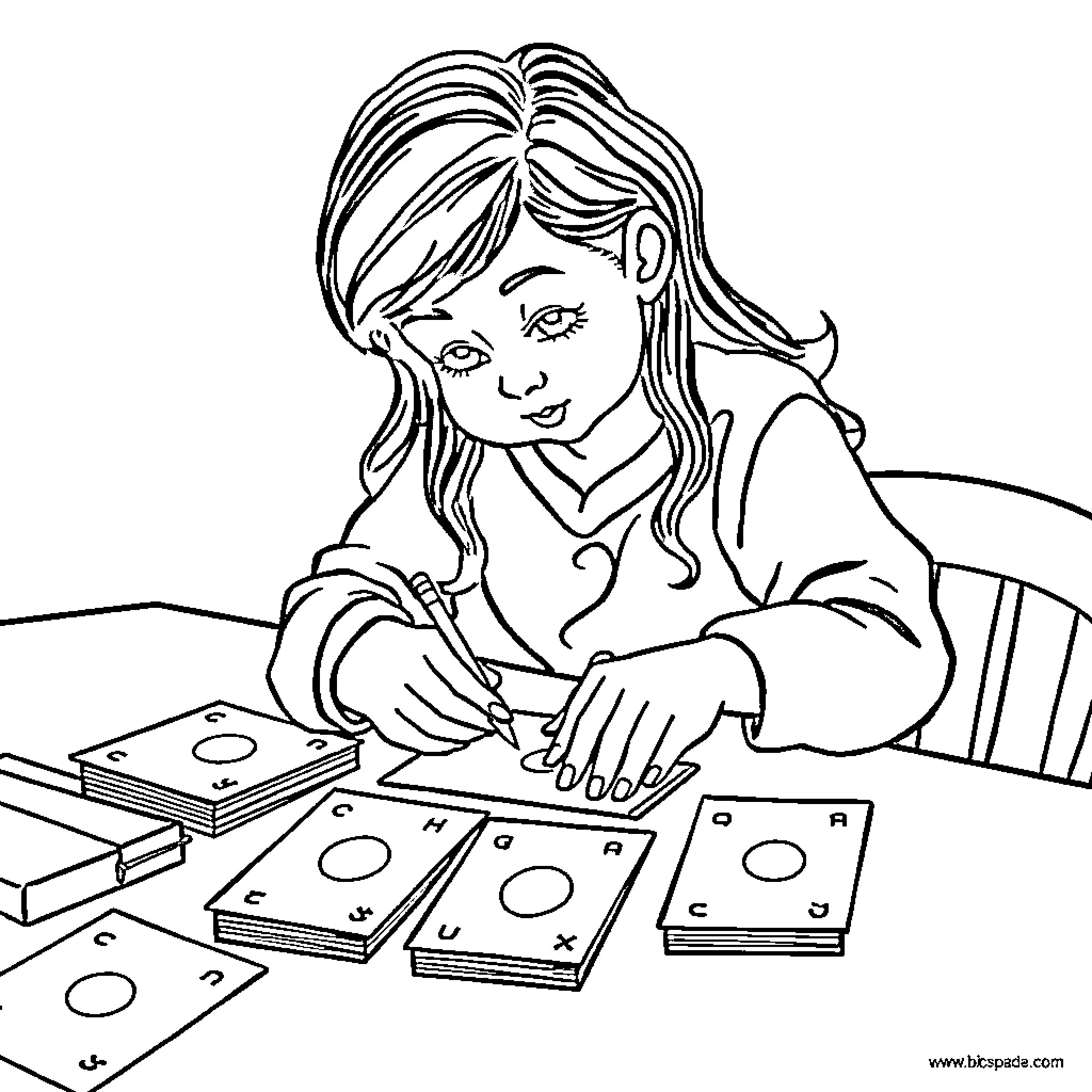 Labubu working on art projects Coloring Page (free black-and-white line drawing printable PDF for all, from beginners to advanced learners, including children, teens, adults, and seniors)
