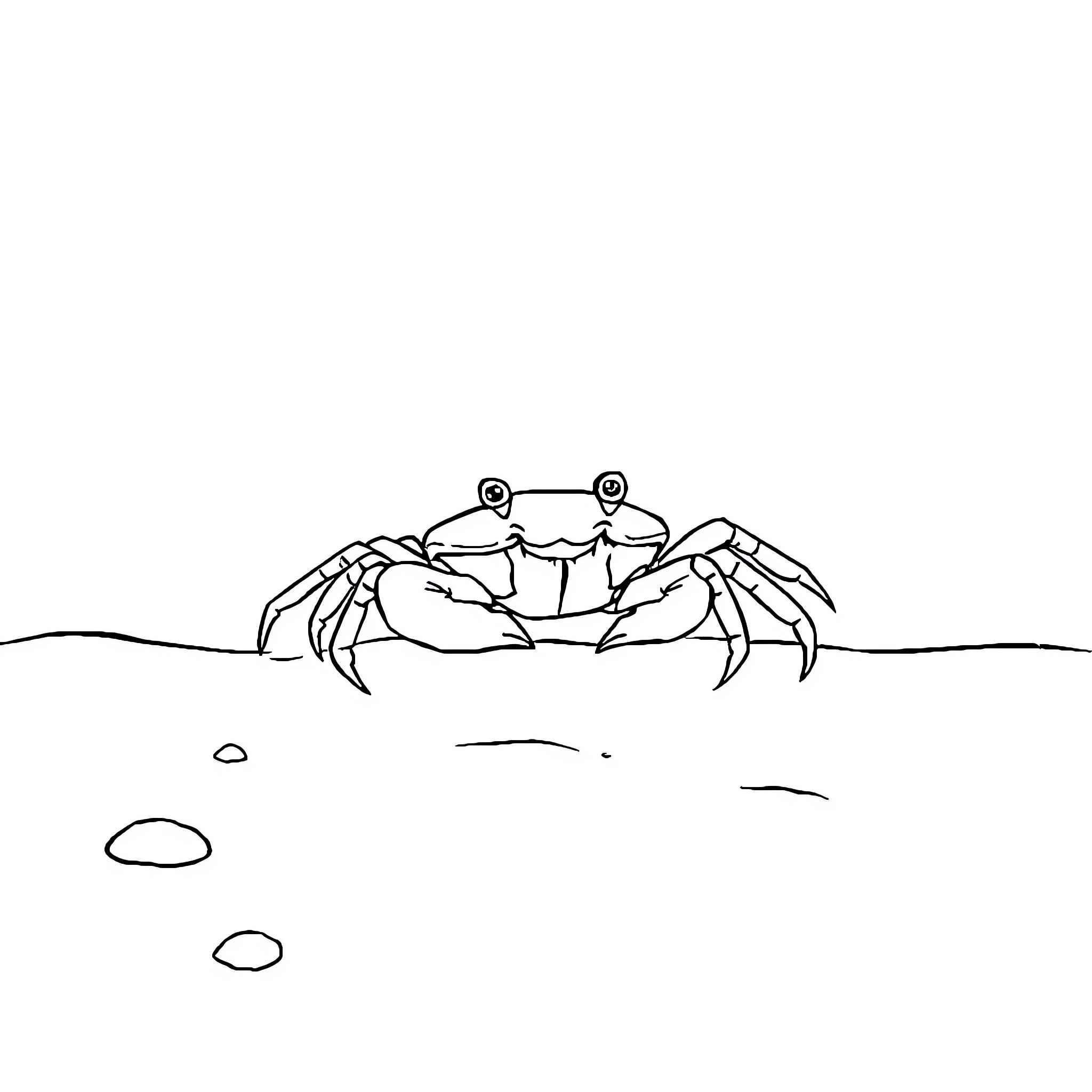 Crab scurrying across the sand Coloring Page (free black-and-white line drawing printable PDF for all, from beginners to advanced learners, including children, teens, adults, and seniors)