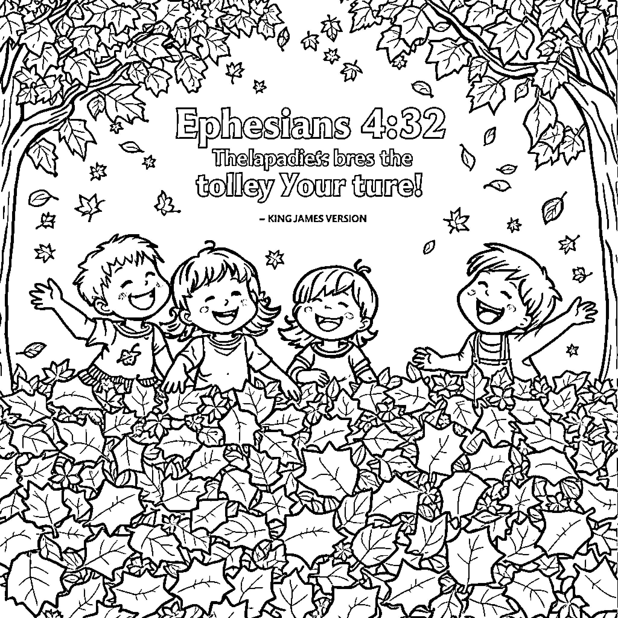 Child playing with friends in a nature scene Coloring Page (free black-and-white line drawing printable PDF for all, from beginners to advanced learners, including children, teens, adults, and seniors)