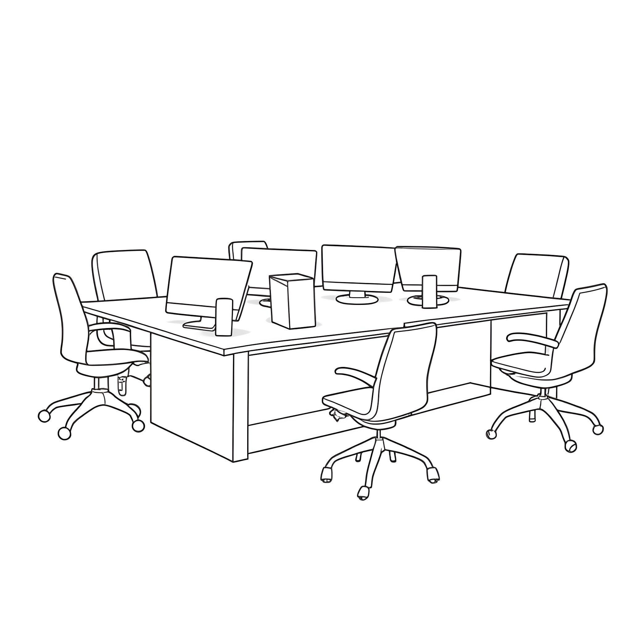 Intune of office furnishings and workstations Coloring Page (free black-and-white line drawing printable PDF for all, from beginners to advanced learners, including children, teens, adults, and seniors)