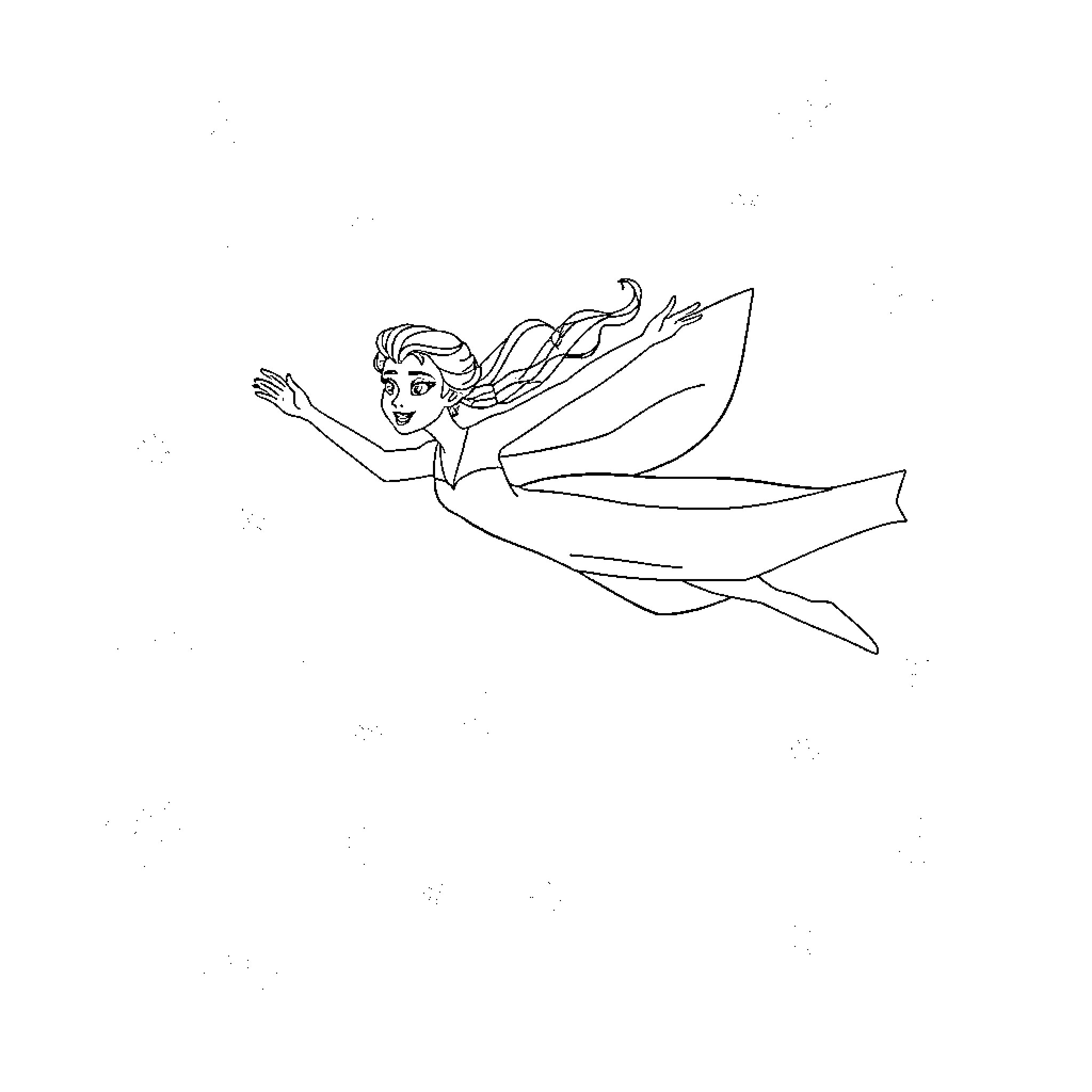 Elsa's Magical Fairy Dance Coloring Page (free black-and-white line drawing printable PDF for all, from beginners to advanced learners, including children, teens, adults, and seniors)
