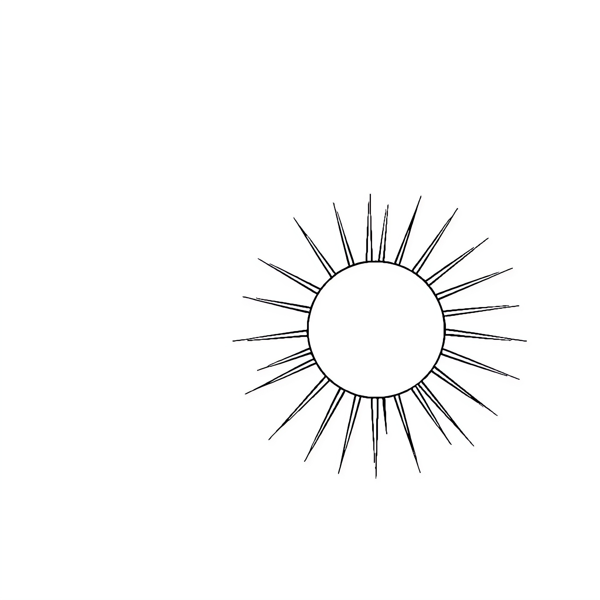 Sun and Moon: Minimalist Sun Illustration Coloring Page (free black-and-white line drawing printable PDF for all, from beginners to advanced learners, including children, teens, adults, and seniors)