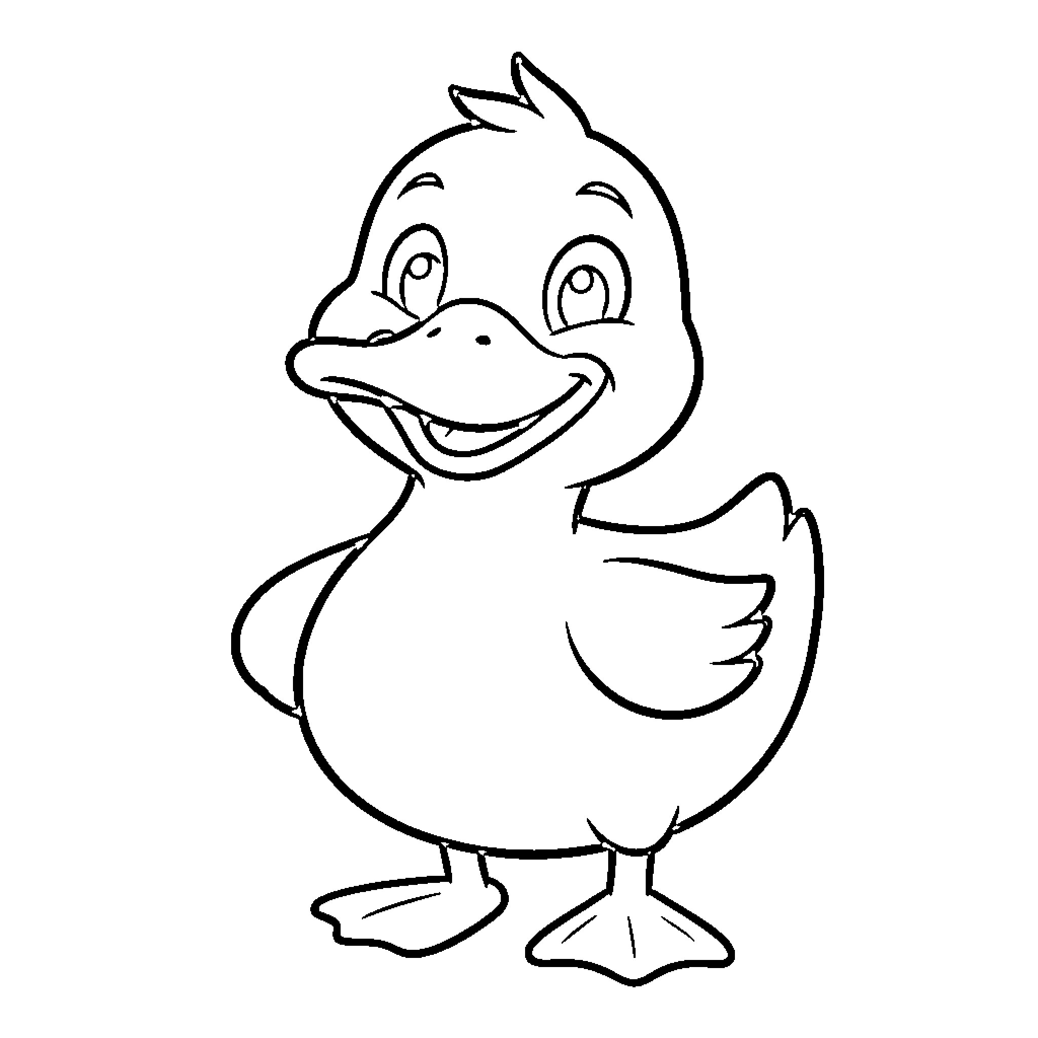 Pato, the happy and smiling duck Coloring Page (free black-and-white line drawing printable PDF for all, from beginners to advanced learners, including children, teens, adults, and seniors)
