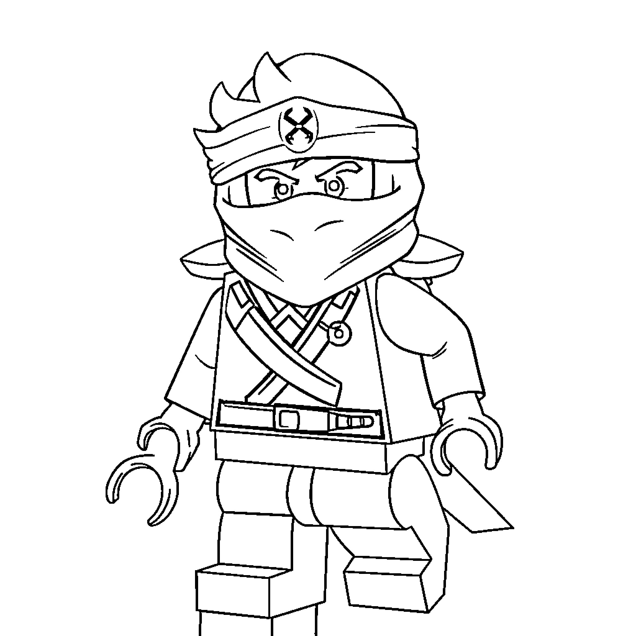 Lloyd, the masked ninja in action Coloring Page (free black-and-white line drawing printable PDF for all, from beginners to advanced learners, including children, teens, adults, and seniors)