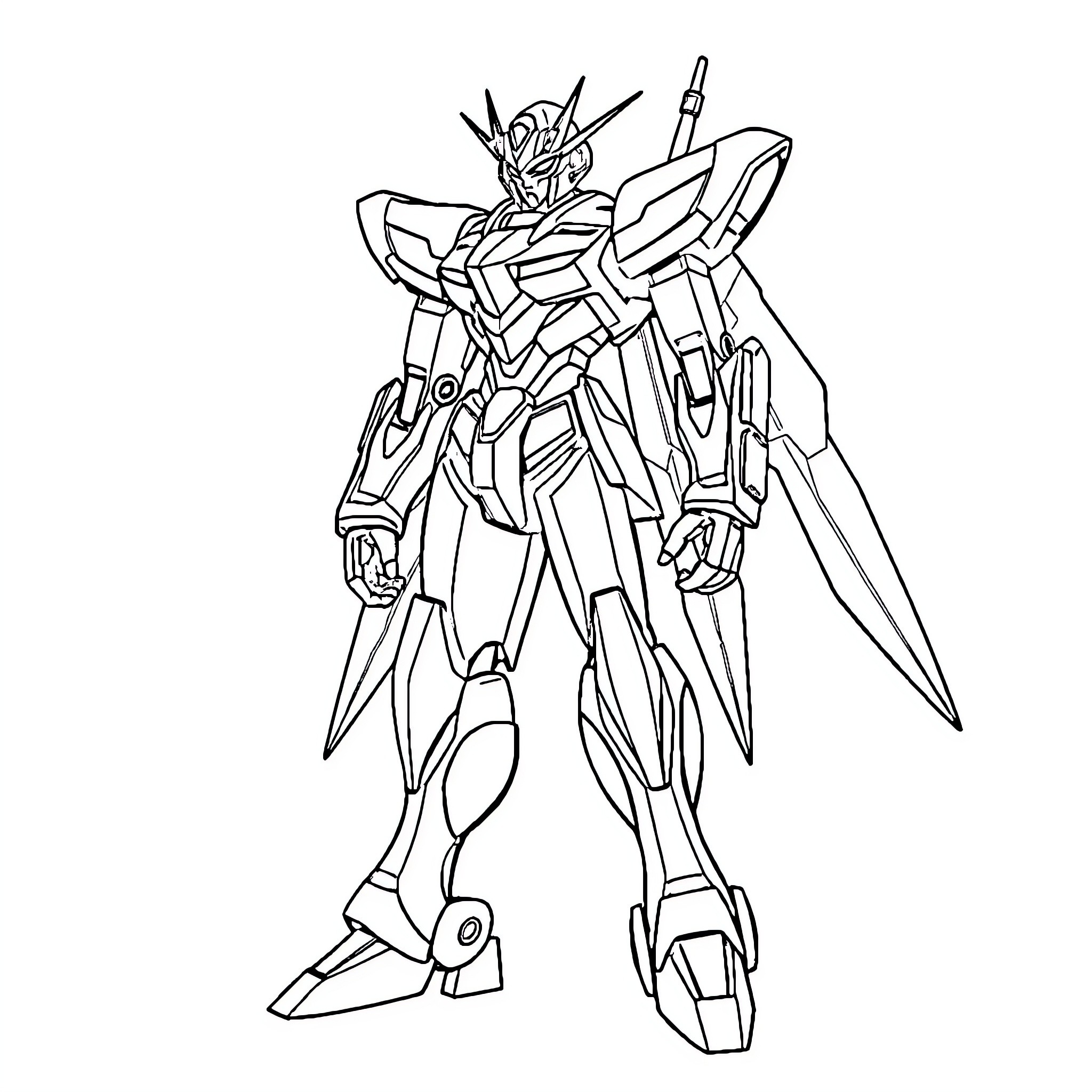 Eva-01 Mecha Robot in Action Pose Coloring Page (free black-and-white line drawing printable PDF for all, from beginners to advanced learners, including children, teens, adults, and seniors)