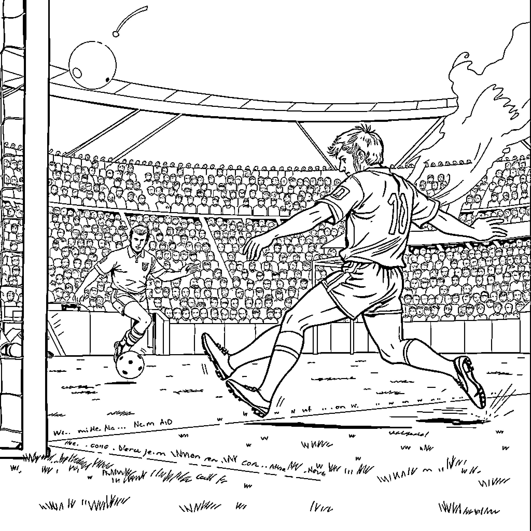 Marius Lacatus battles opponent in intense soccer match Coloring Page (free black-and-white line drawing printable PDF for all, from beginners to advanced learners, including children, teens, adults, and seniors)