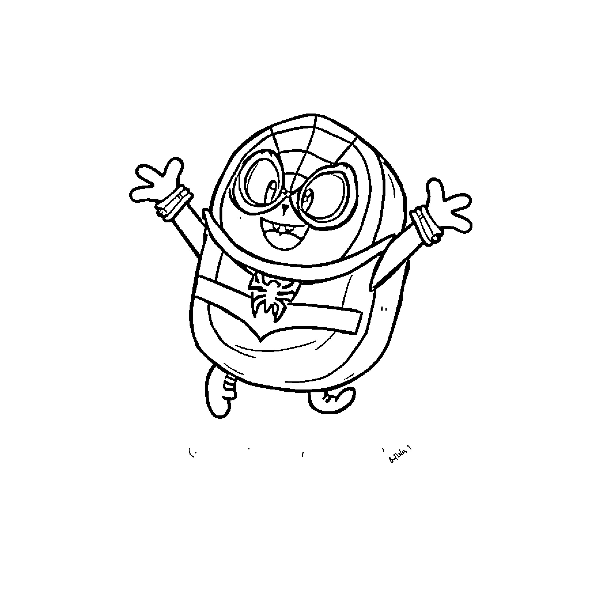Cinnamon Roll Spider-Man Cartoon Character Coloring Page (free black-and-white line drawing printable PDF for all, from beginners to advanced learners, including children, teens, adults, and seniors)