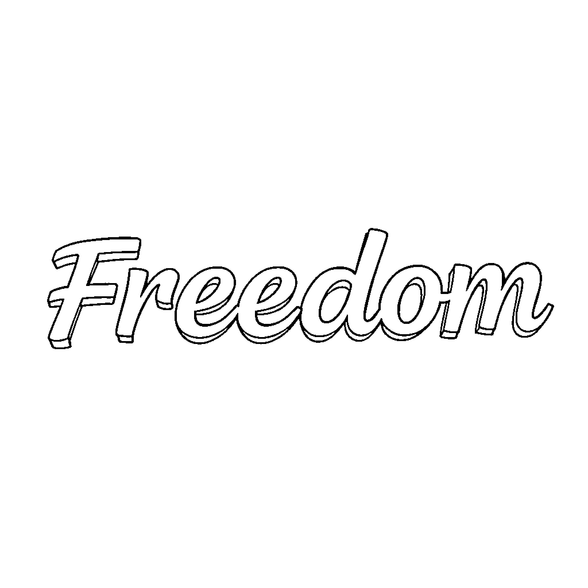 Freedom in simple black and white design Coloring Page (free black-and-white line drawing printable PDF for all, from beginners to advanced learners, including children, teens, adults, and seniors)