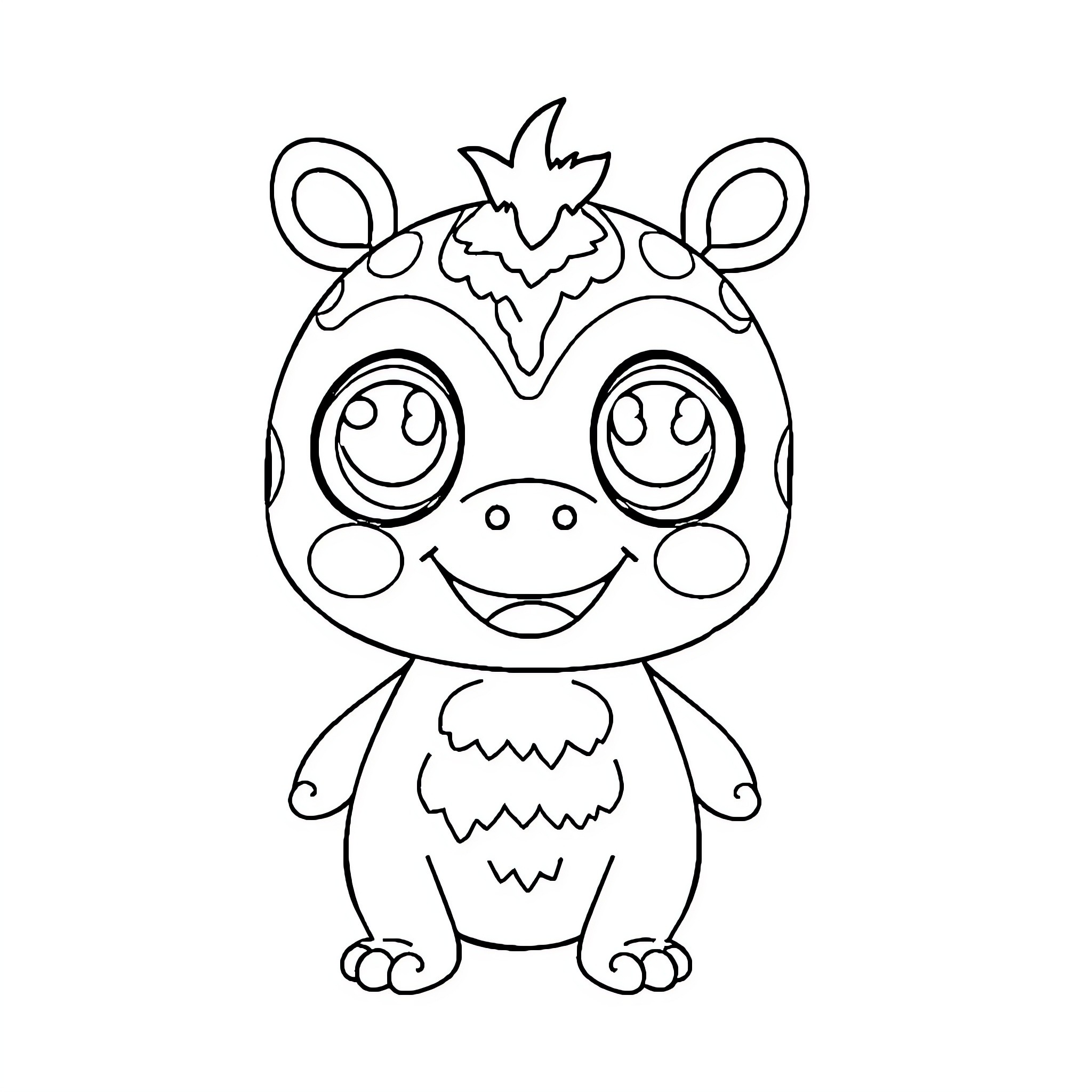 Labubu the Cute and Whimsical Creature Coloring Page (free black-and-white line drawing printable PDF for all, from beginners to advanced learners, including children, teens, adults, and seniors)