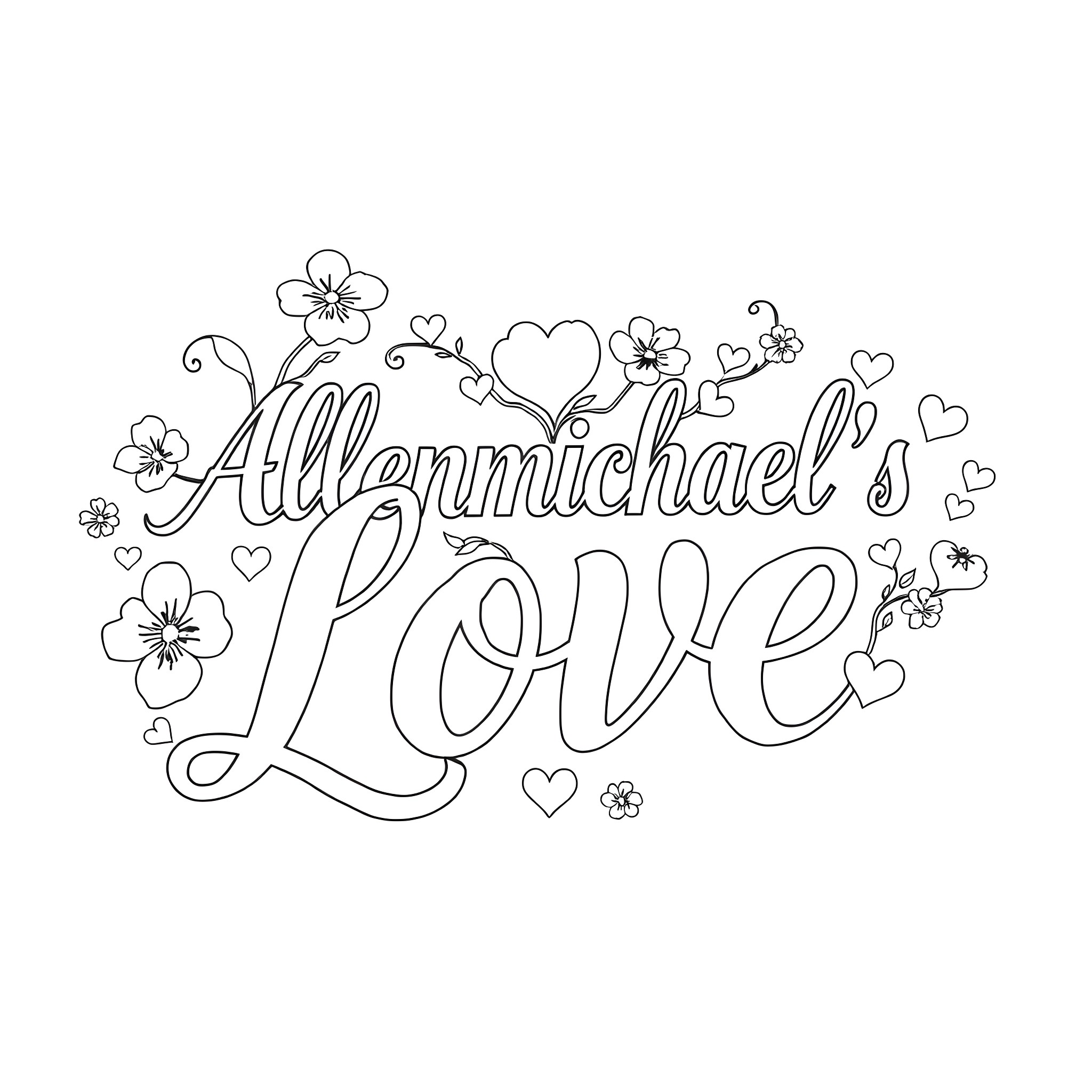 Flower Illustration of Love and Romance Coloring Page (free black-and-white line drawing printable PDF for all, from beginners to advanced learners, including children, teens, adults, and seniors)