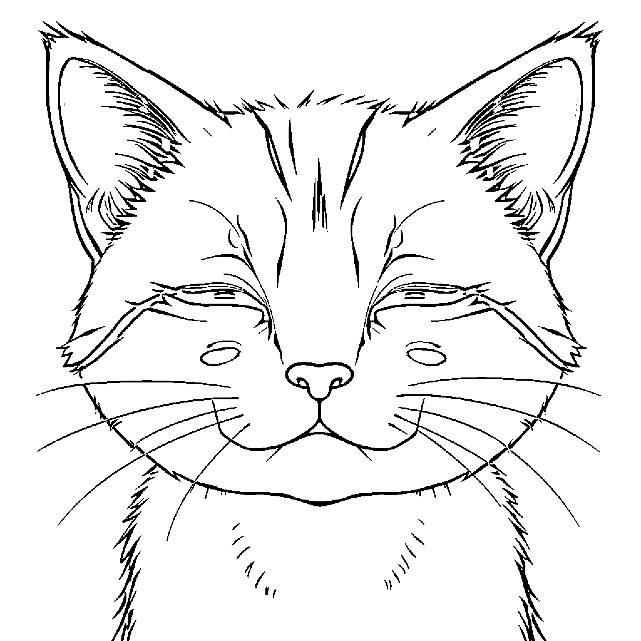 Cat with Playful Expression Coloring Page (free black-and-white line drawing printable PDF for all, from beginners to advanced learners, including children, teens, adults, and seniors)
