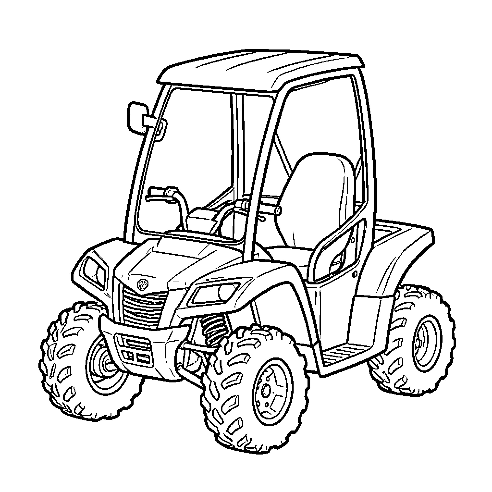 ATV driving through rugged terrain Coloring Page (free black-and-white line drawing printable PDF for all, from beginners to advanced learners, including children, teens, adults, and seniors)