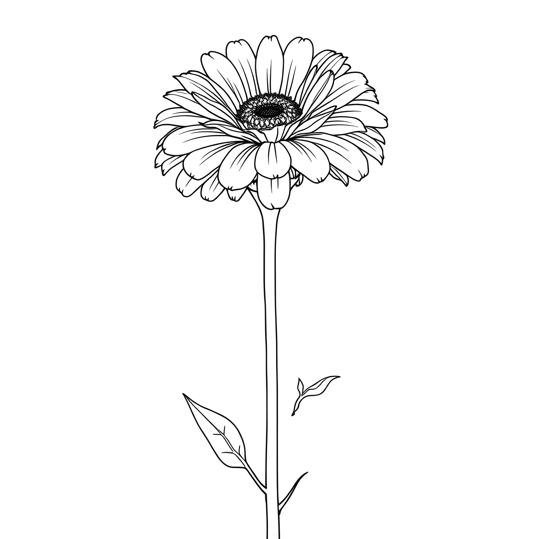 Tagetes flower blooming with delicate petals Coloring Page (free black-and-white line drawing printable PDF for all, from beginners to advanced learners, including children, teens, adults, and seniors)