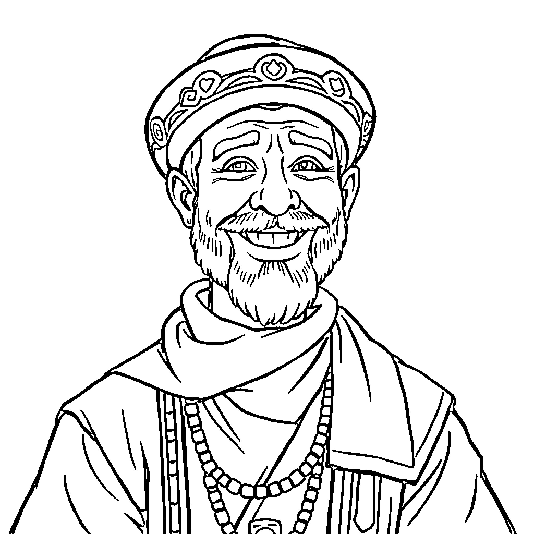 Istra Guy in Traditional Cultural Outfit Coloring Page (free black-and-white line drawing printable PDF for all, from beginners to advanced learners, including children, teens, adults, and seniors)