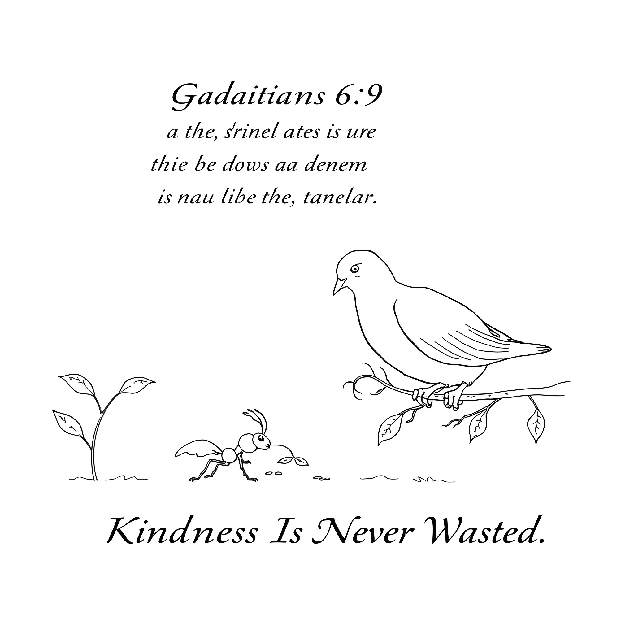 Ant's kindness on display in nature Coloring Page (free black-and-white line drawing printable PDF for all, from beginners to advanced learners, including children, teens, adults, and seniors)