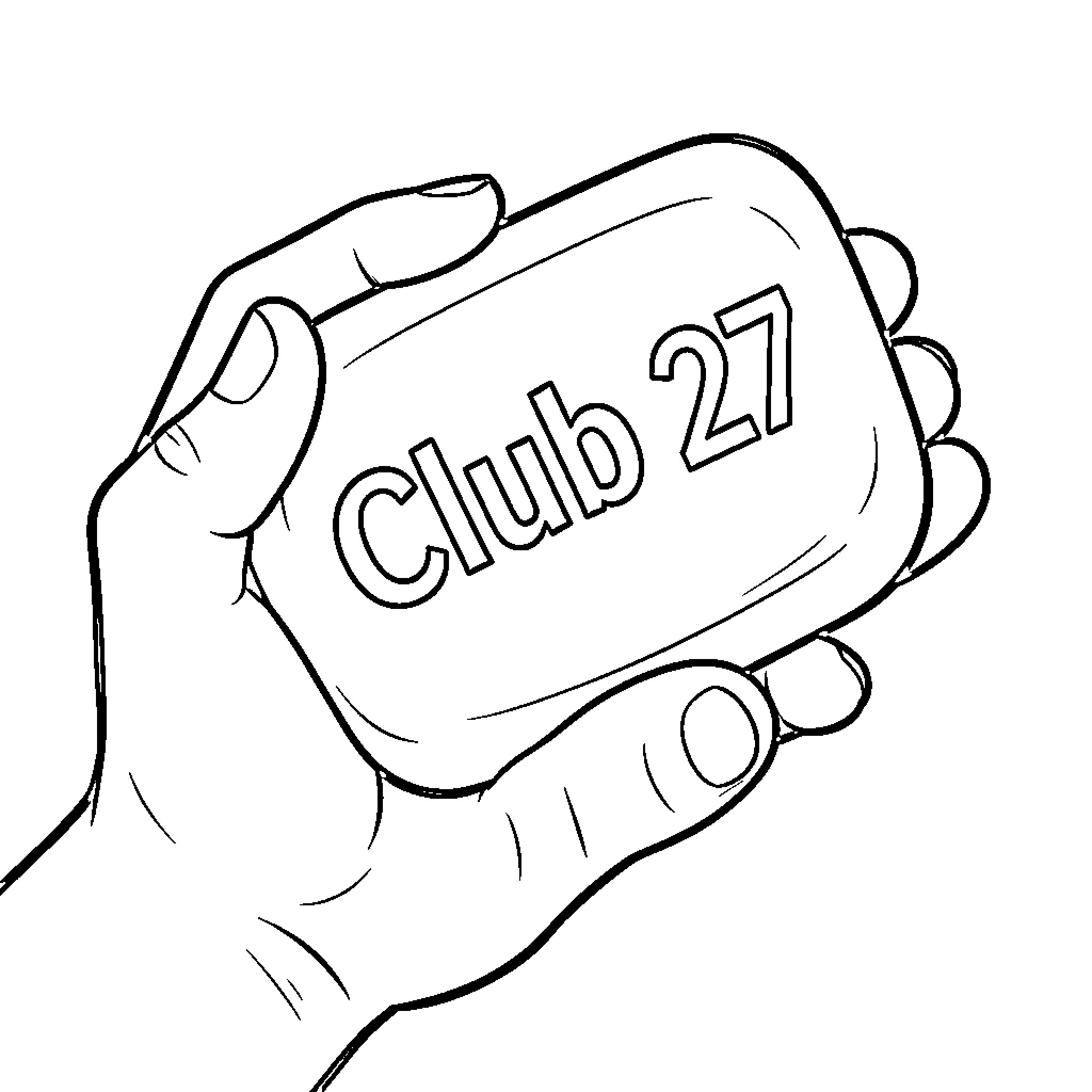 Soap bar held firmly by a human hand Coloring Page (free black-and-white line drawing printable PDF for all, from beginners to advanced learners, including children, teens, adults, and seniors)