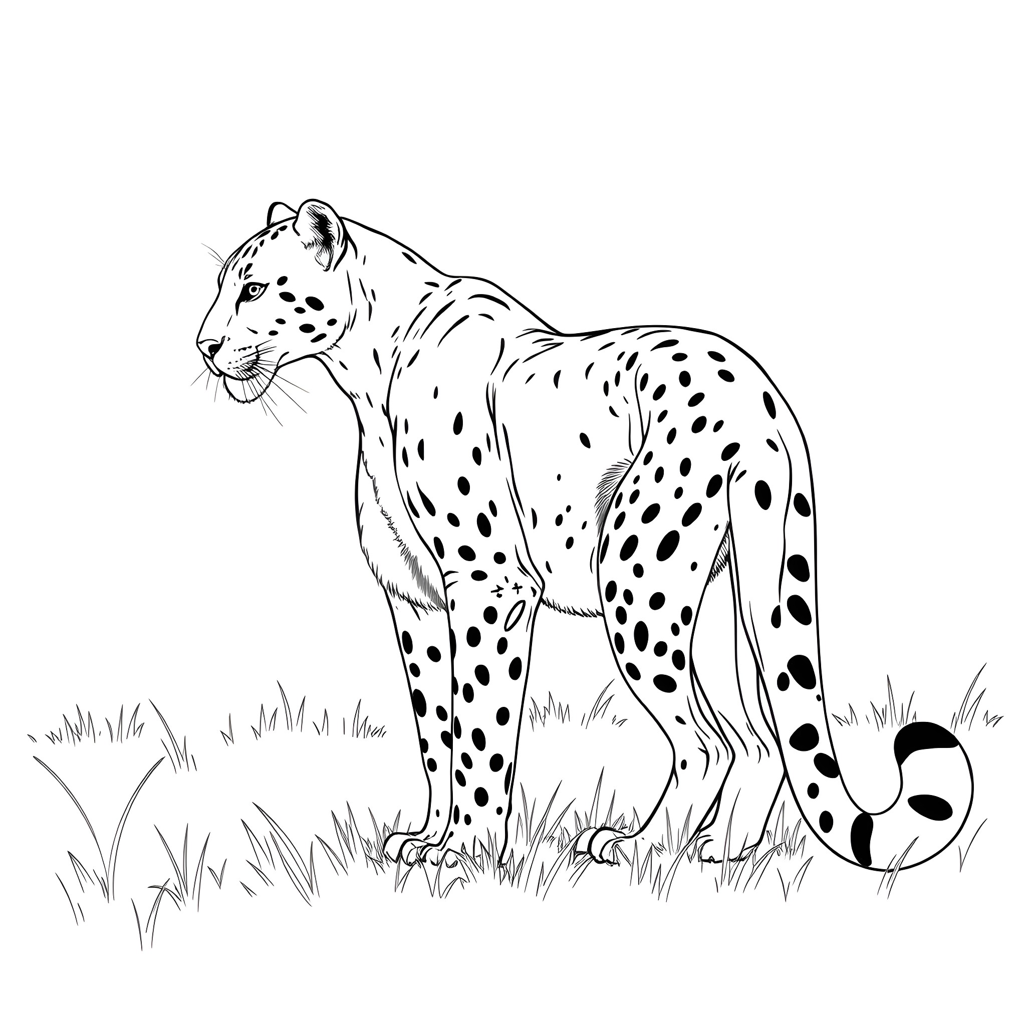 Cougar in natural habitat Coloring Page (free black-and-white line drawing printable PDF for all, from beginners to advanced learners, including children, teens, adults, and seniors)