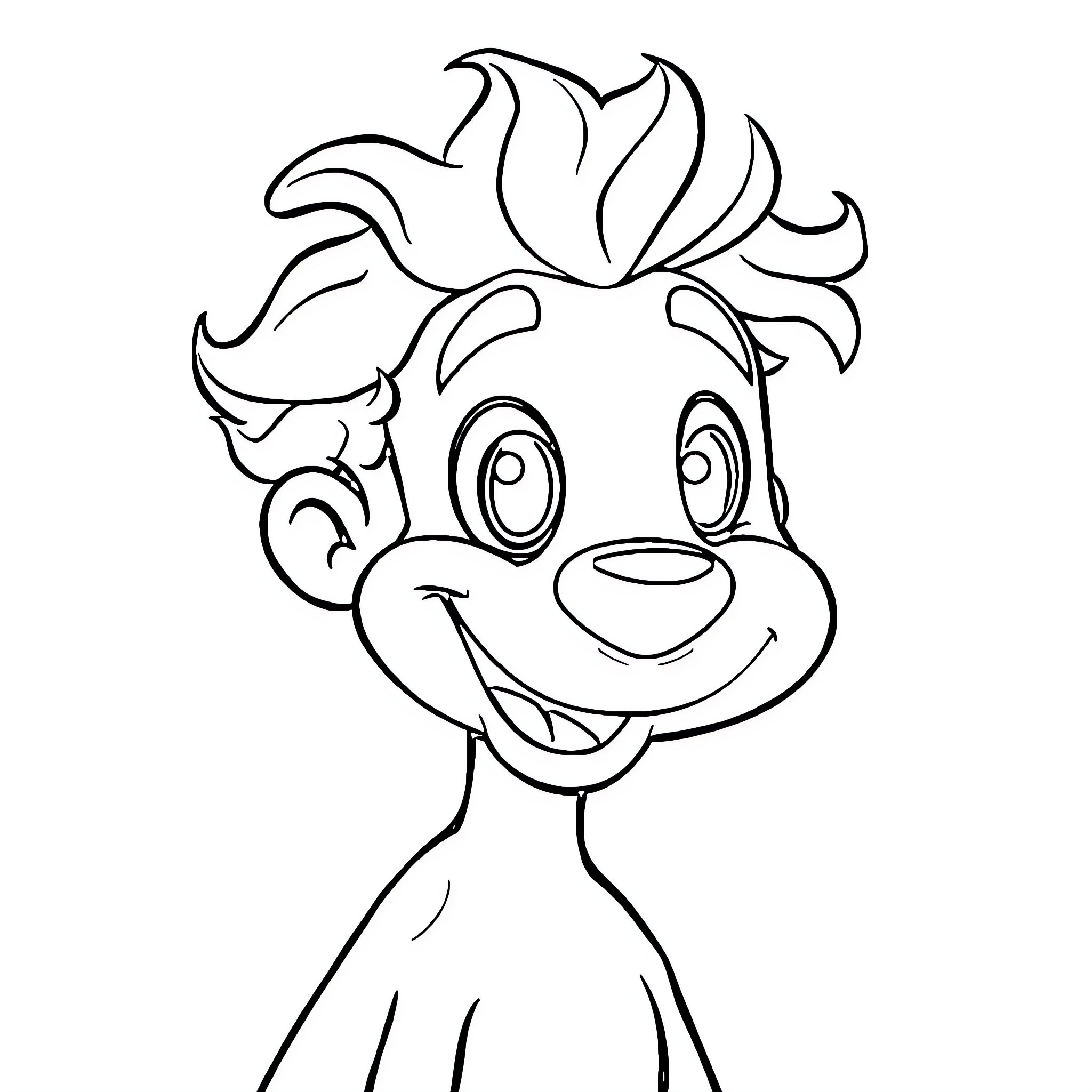 Fido Dido's Cheerful Expression Coloring Page (free black-and-white line drawing printable PDF for all, from beginners to advanced learners, including children, teens, adults, and seniors)
