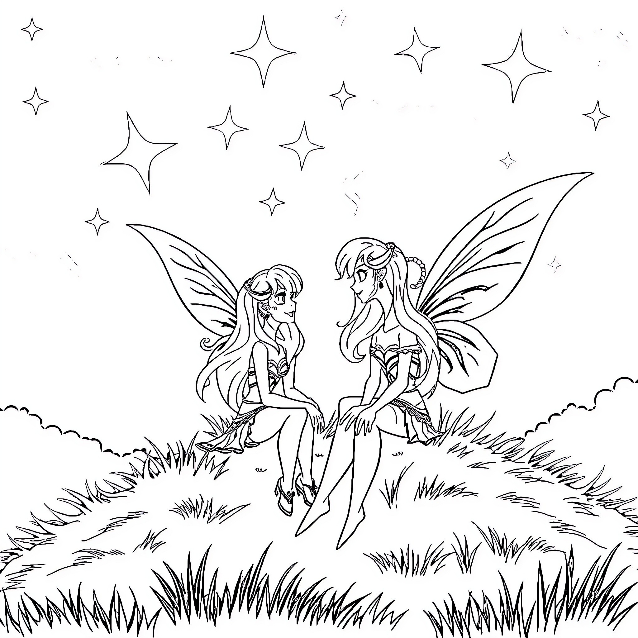 Shego's Magical Fairy Adventure Coloring Page (free black-and-white line drawing printable PDF for all, from beginners to advanced learners, including children, teens, adults, and seniors)