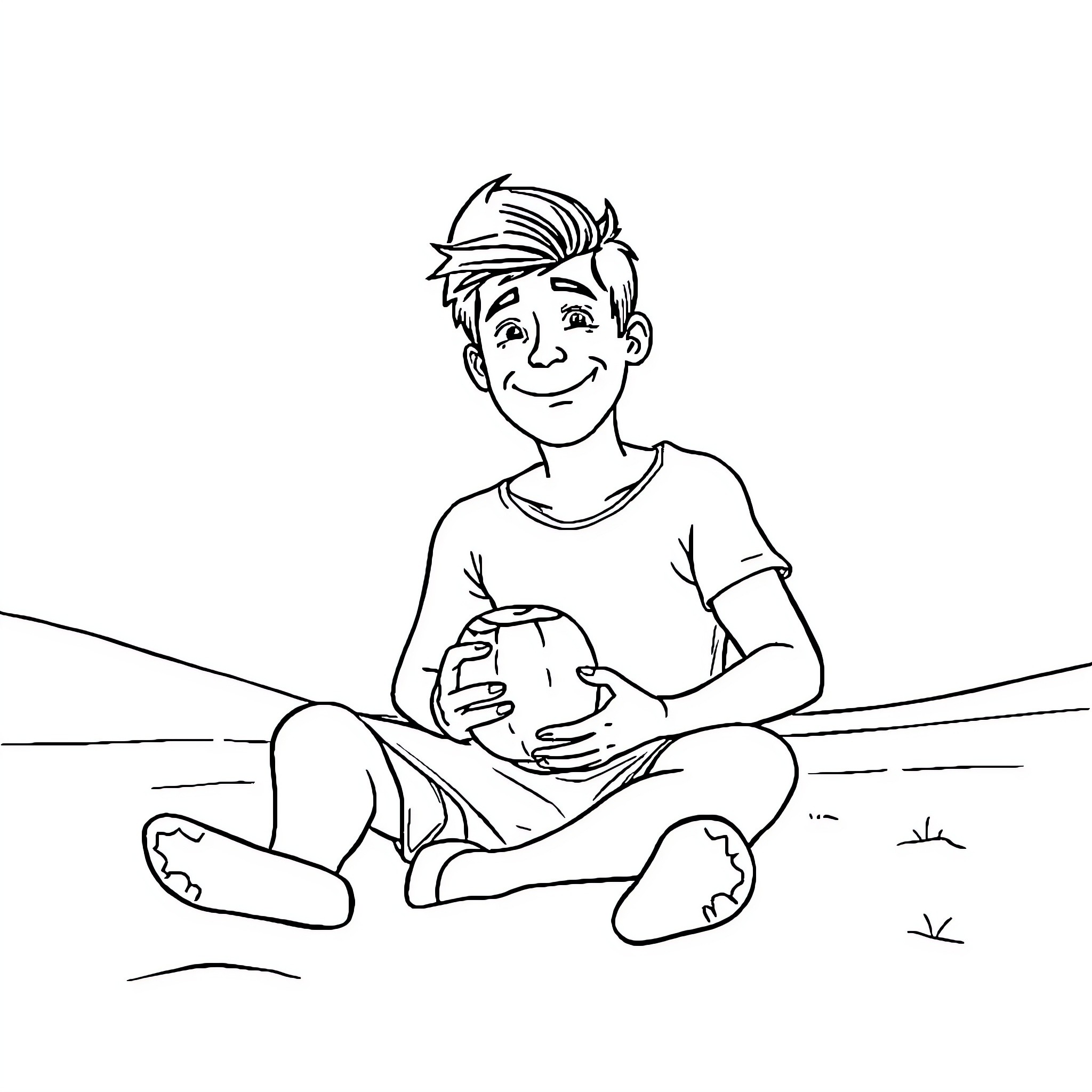 Josh Hutcherson enjoying a peaceful moment outdoors Coloring Page (free black-and-white line drawing printable PDF for all, from beginners to advanced learners, including children, teens, adults, and seniors)